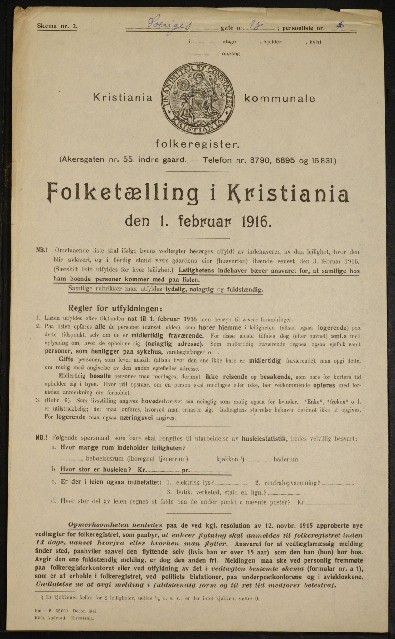 OBA, Municipal Census 1916 for Kristiania, 1916, p. 108912