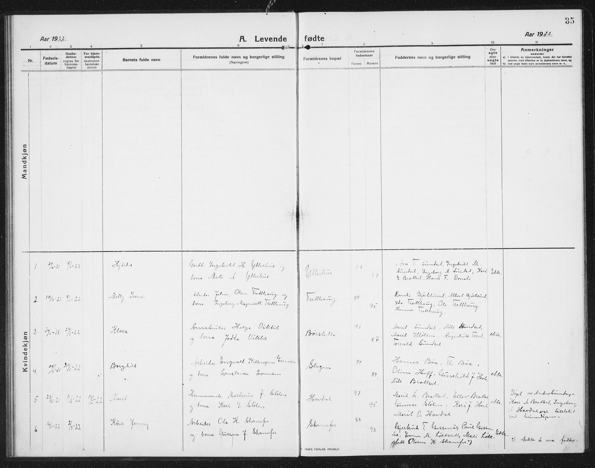Ministerialprotokoller, klokkerbøker og fødselsregistre - Sør-Trøndelag, SAT/A-1456/675/L0888: Parish register (copy) no. 675C01, 1913-1935, p. 35