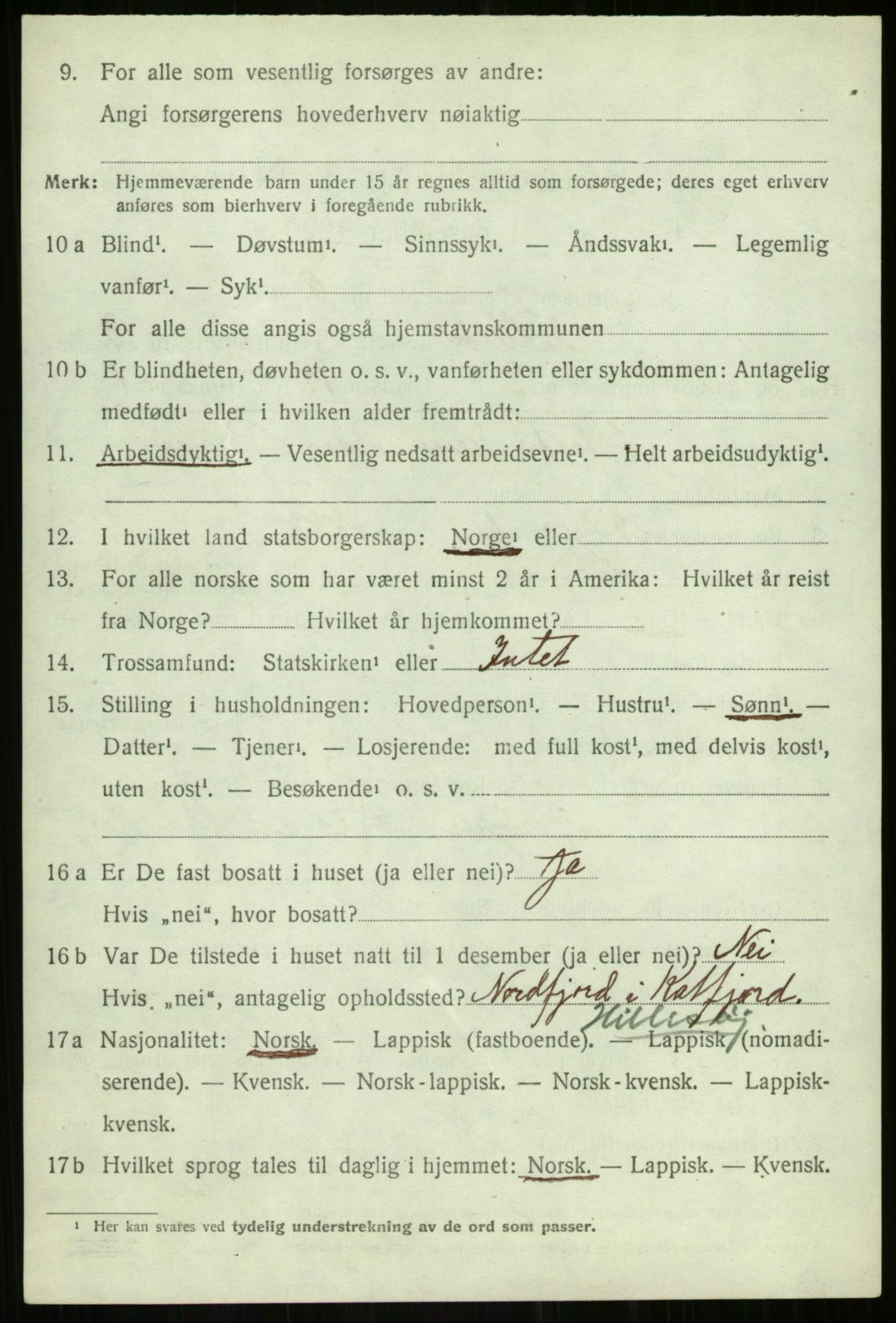 SATØ, 1920 census for Hillesøy, 1920, p. 1768