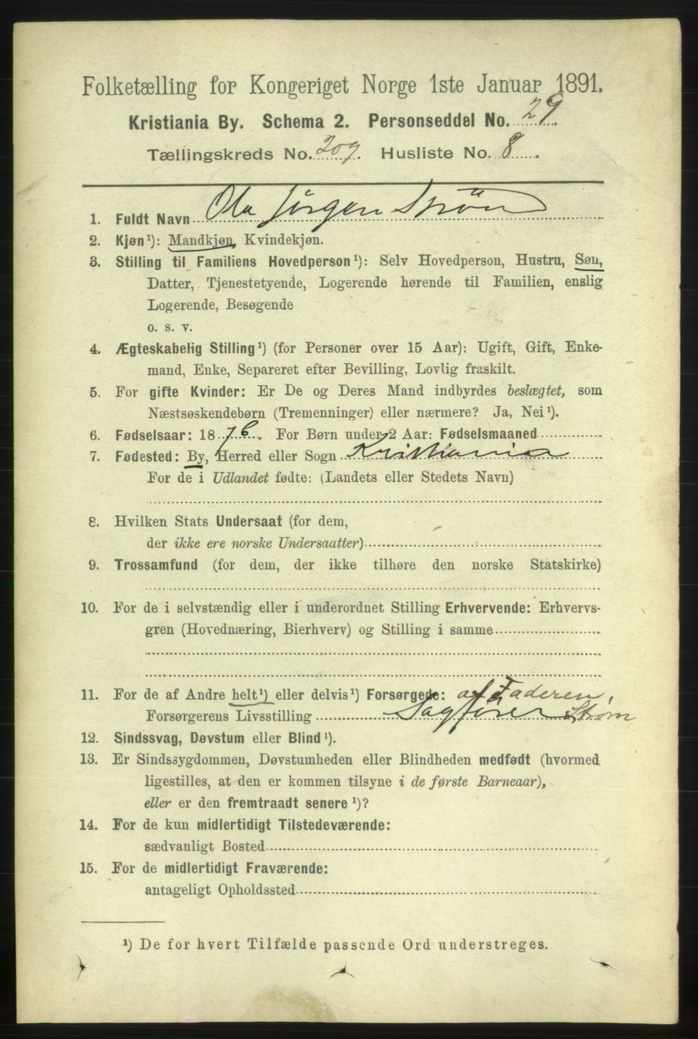 RA, 1891 census for 0301 Kristiania, 1891, p. 125288