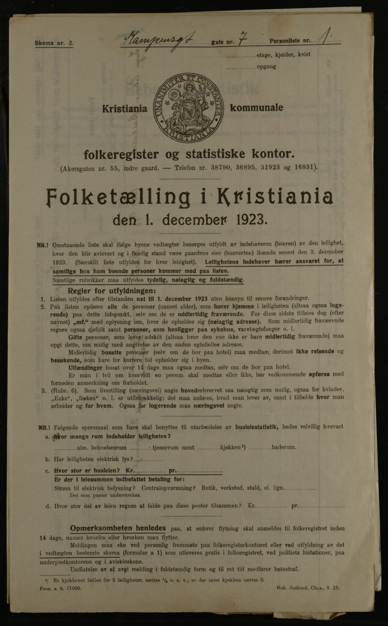 OBA, Municipal Census 1923 for Kristiania, 1923, p. 53625