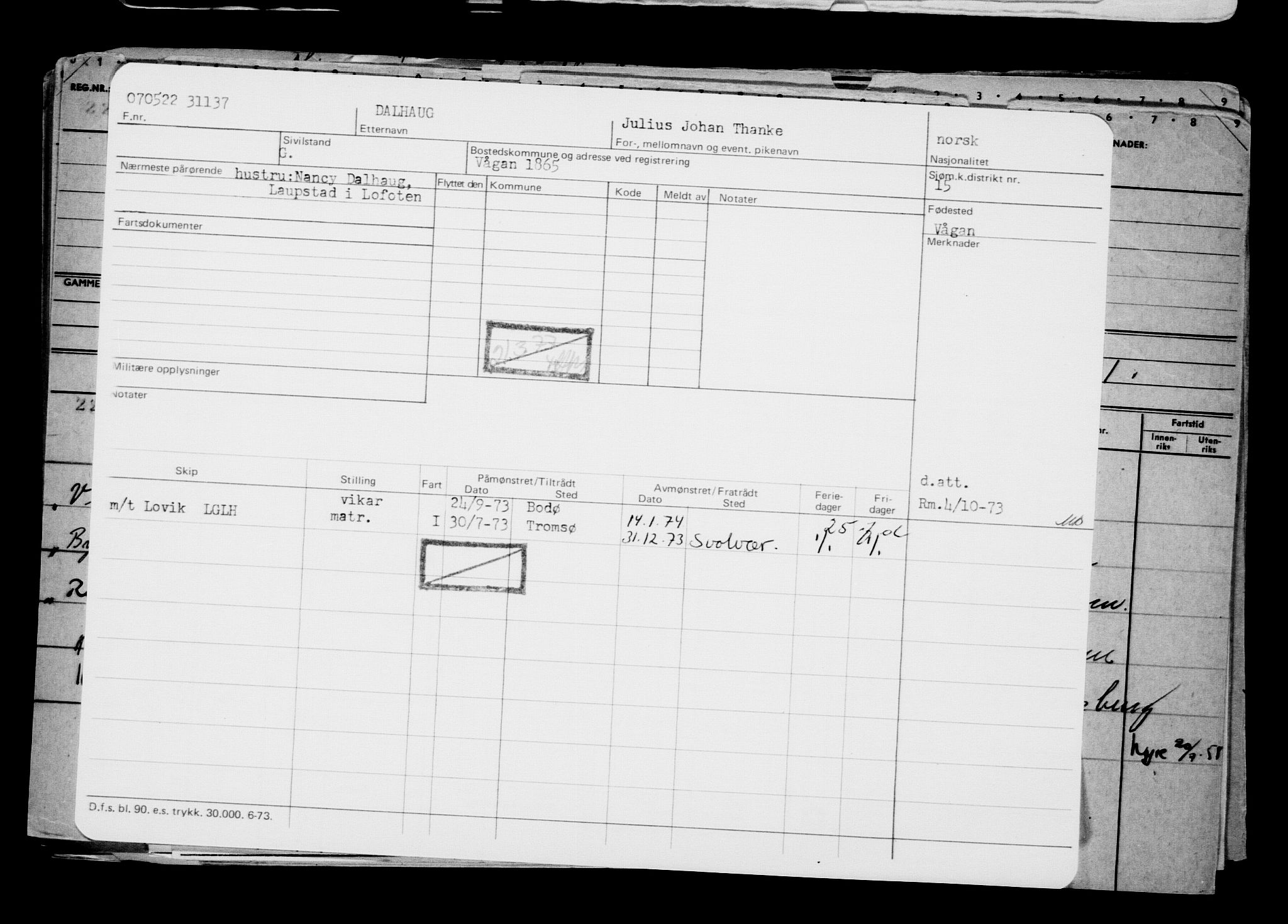 Direktoratet for sjømenn, AV/RA-S-3545/G/Gb/L0206: Hovedkort, 1922, p. 174