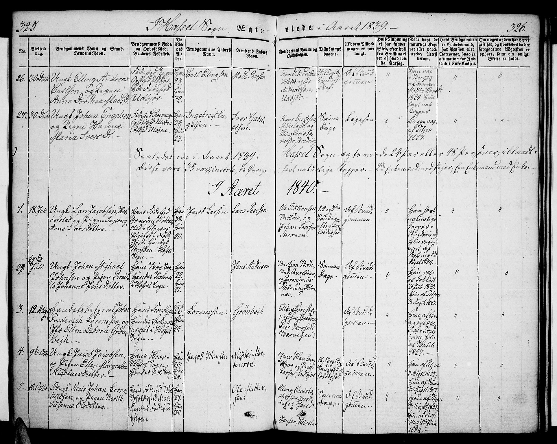 Ministerialprotokoller, klokkerbøker og fødselsregistre - Nordland, AV/SAT-A-1459/888/L1239: Parish register (official) no. 888A06 /1, 1837-1849, p. 325-326