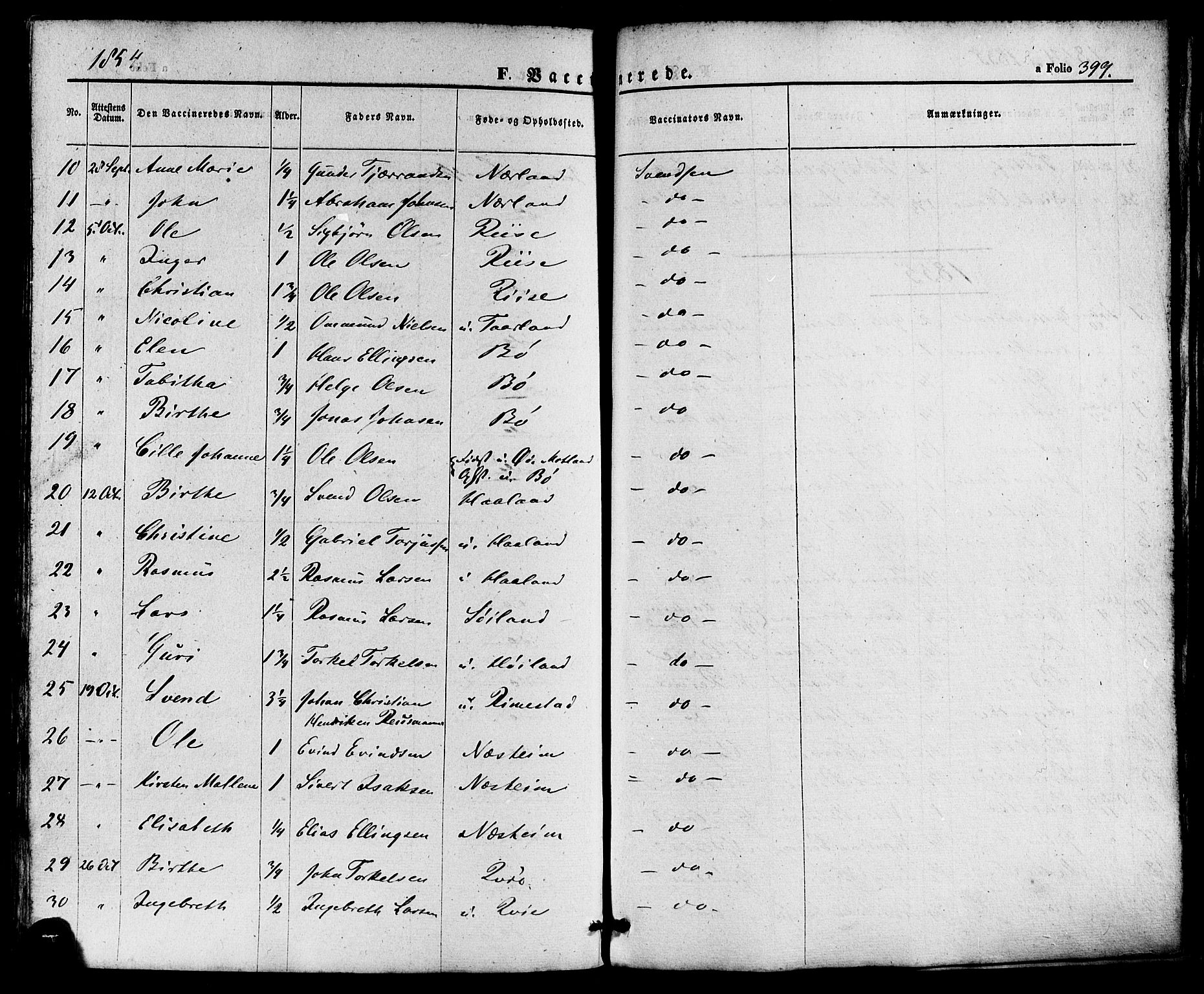 Hå sokneprestkontor, AV/SAST-A-101801/001/30BA/L0008: Parish register (official) no. A 7, 1853-1878, p. 399