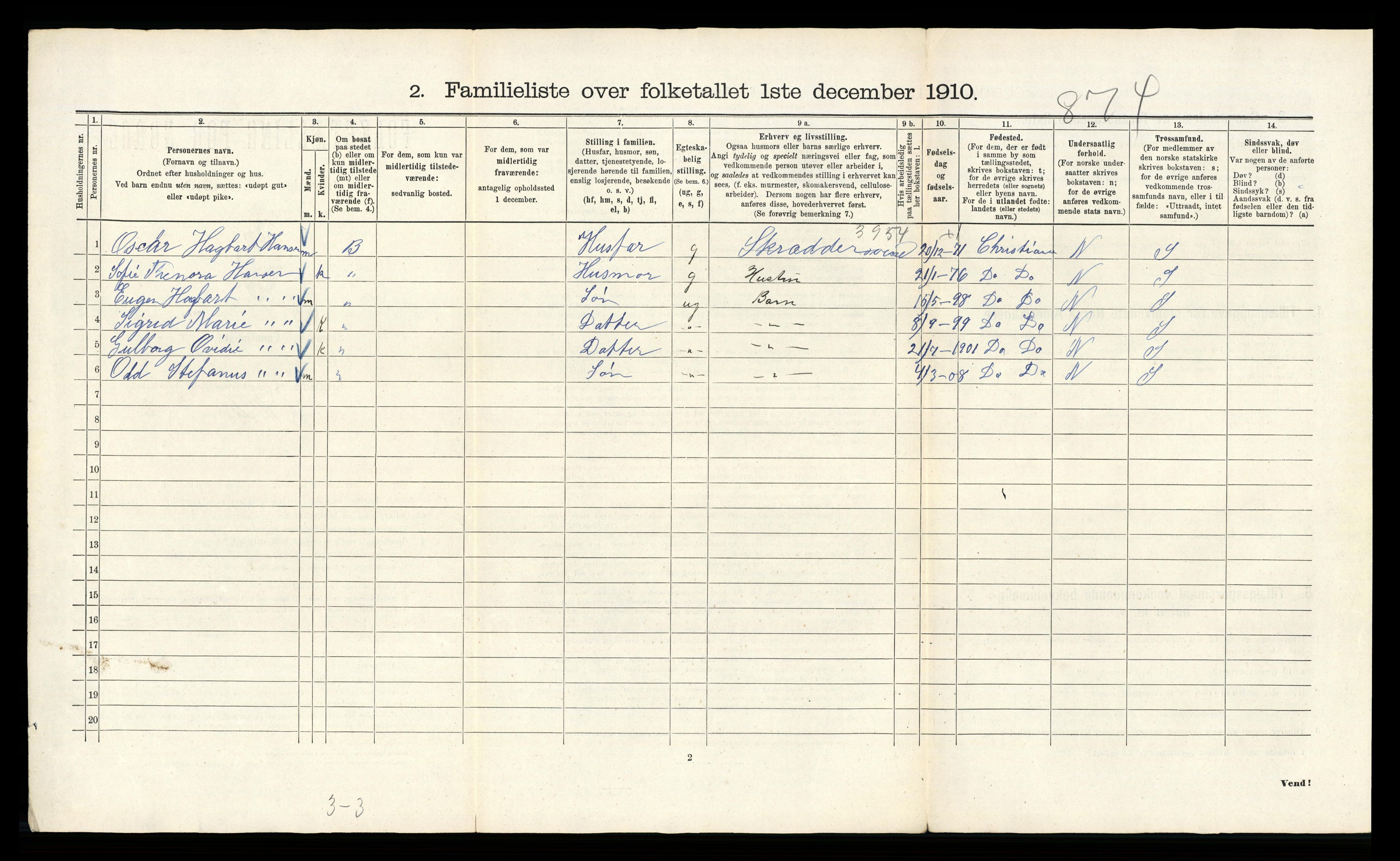 RA, 1910 census for Kristiania, 1910, p. 123288