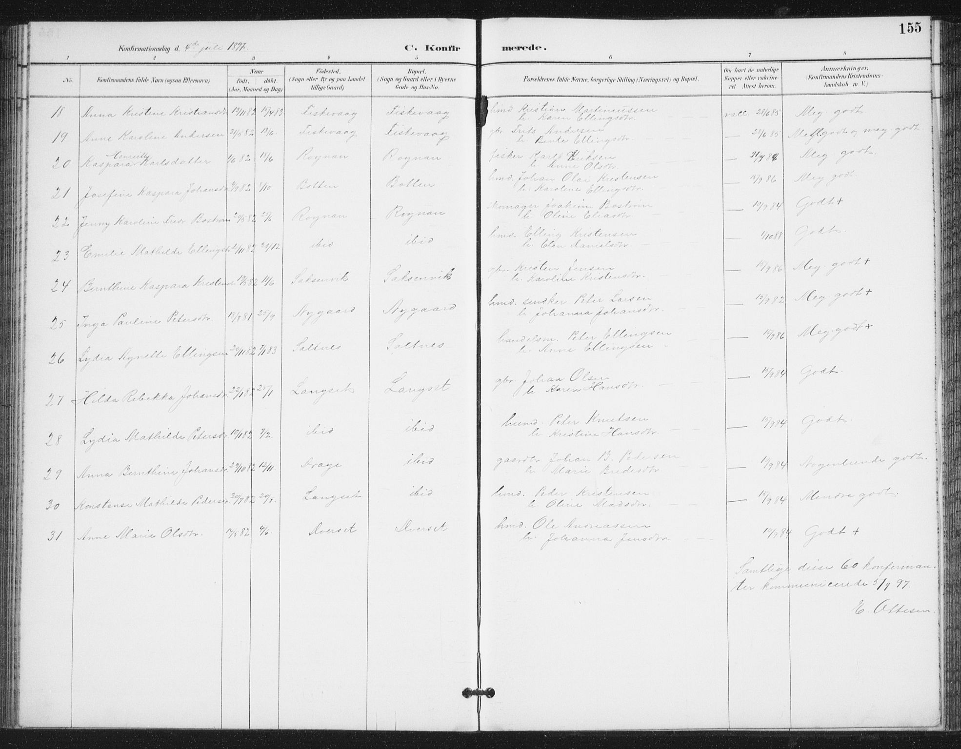 Ministerialprotokoller, klokkerbøker og fødselsregistre - Nordland, SAT/A-1459/847/L0682: Parish register (copy) no. 847C10, 1889-1907, p. 155