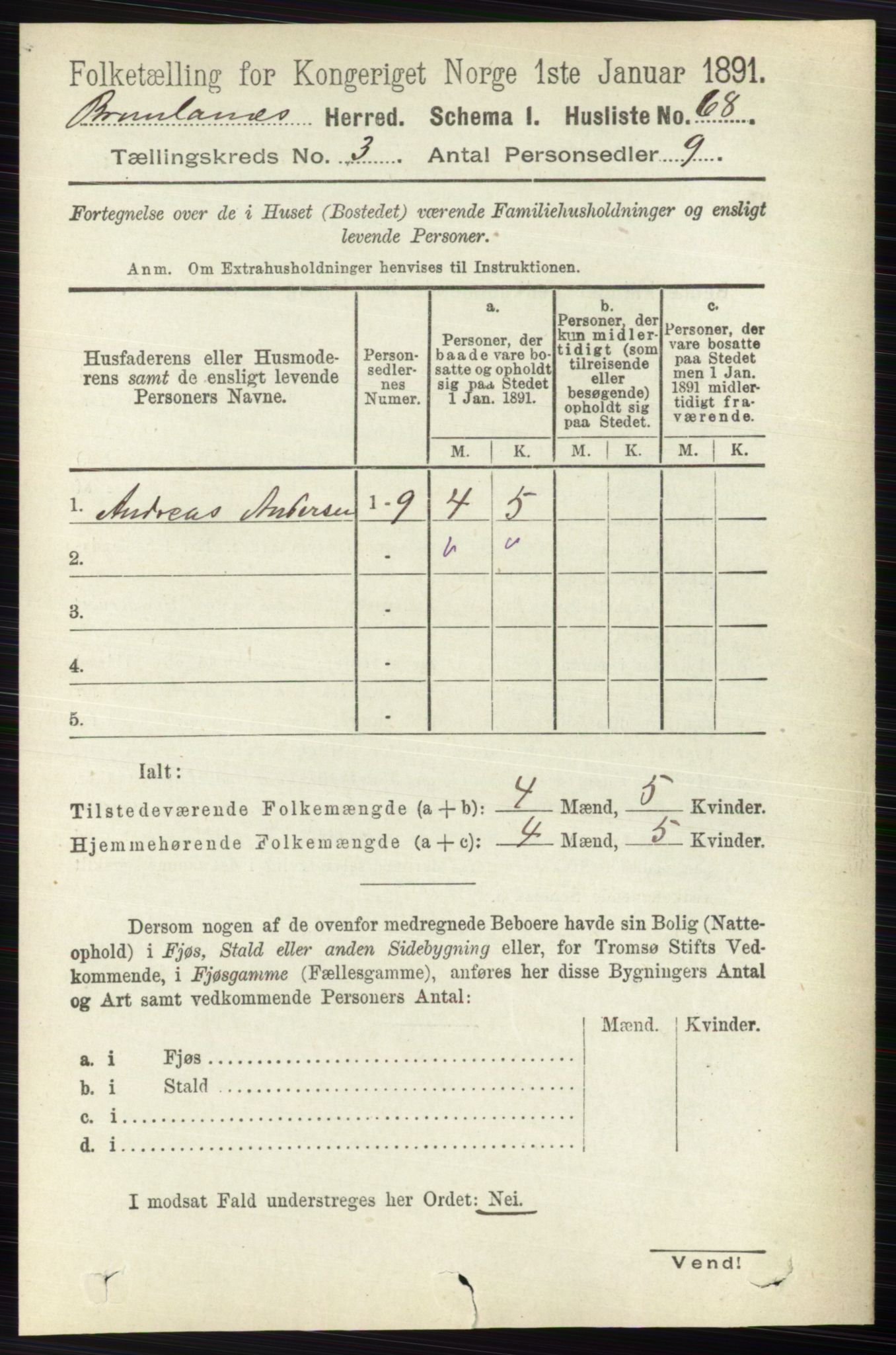 RA, 1891 census for 0726 Brunlanes, 1891, p. 1346