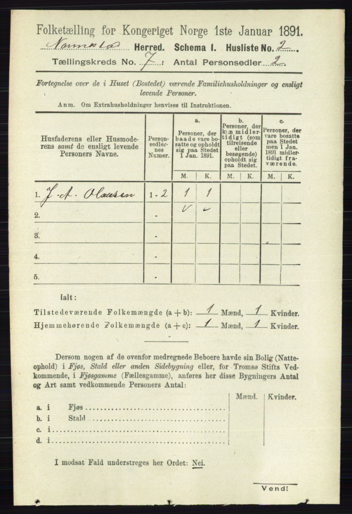 RA, 1891 census for 0238 Nannestad, 1891, p. 3642
