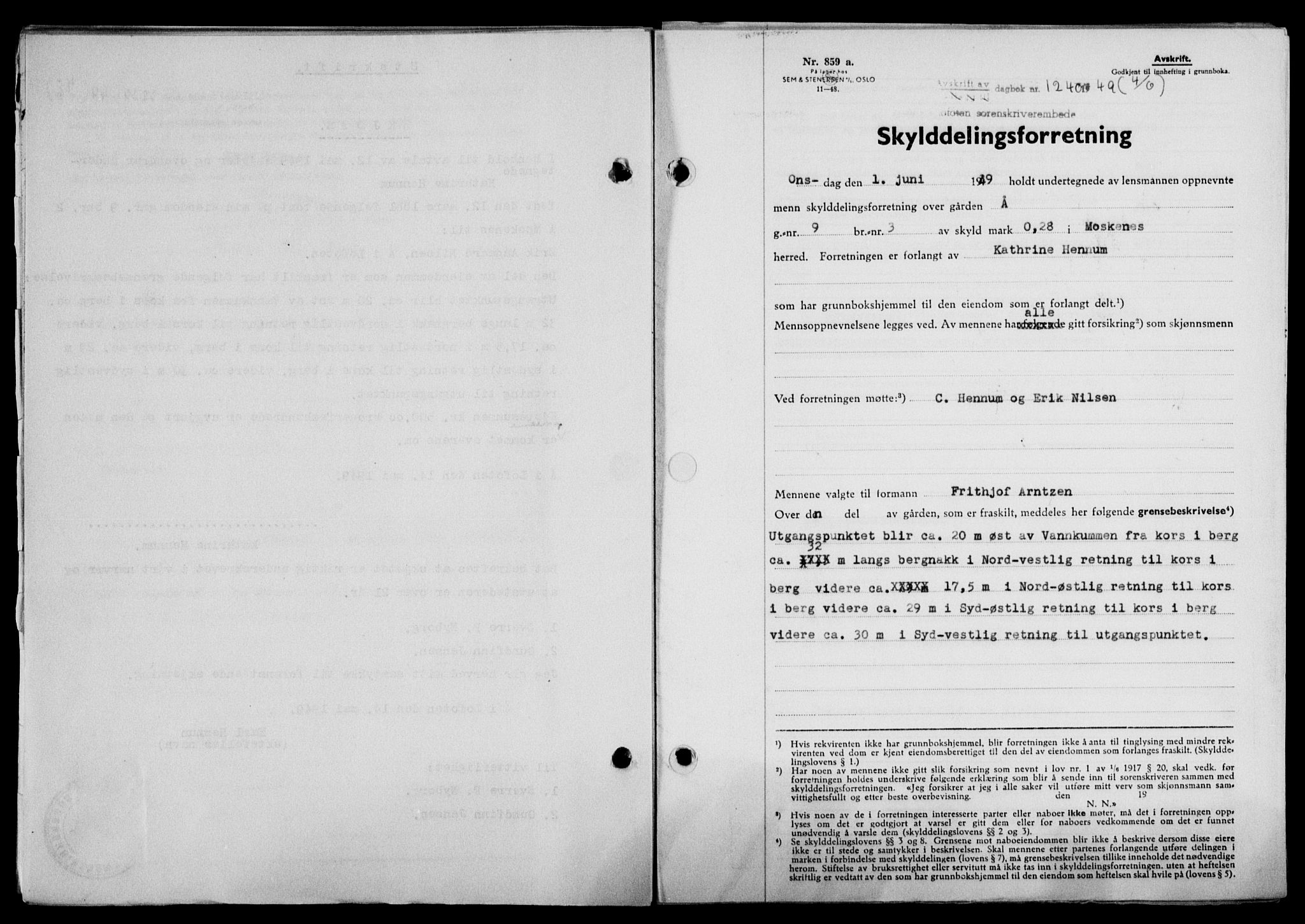 Lofoten sorenskriveri, SAT/A-0017/1/2/2C/L0021a: Mortgage book no. 21a, 1949-1949, Diary no: : 1240/1949