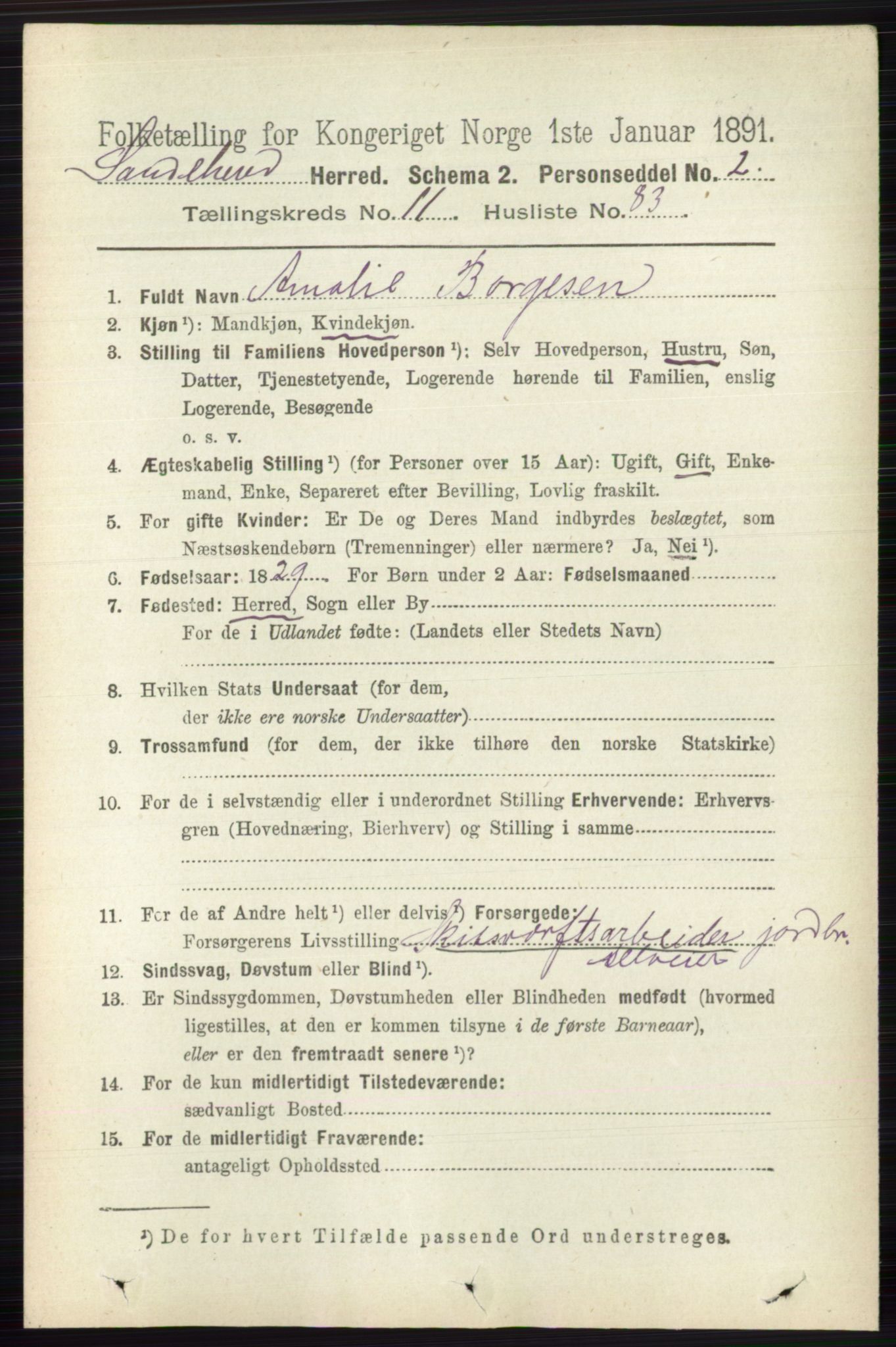 RA, 1891 census for 0724 Sandeherred, 1891, p. 7137