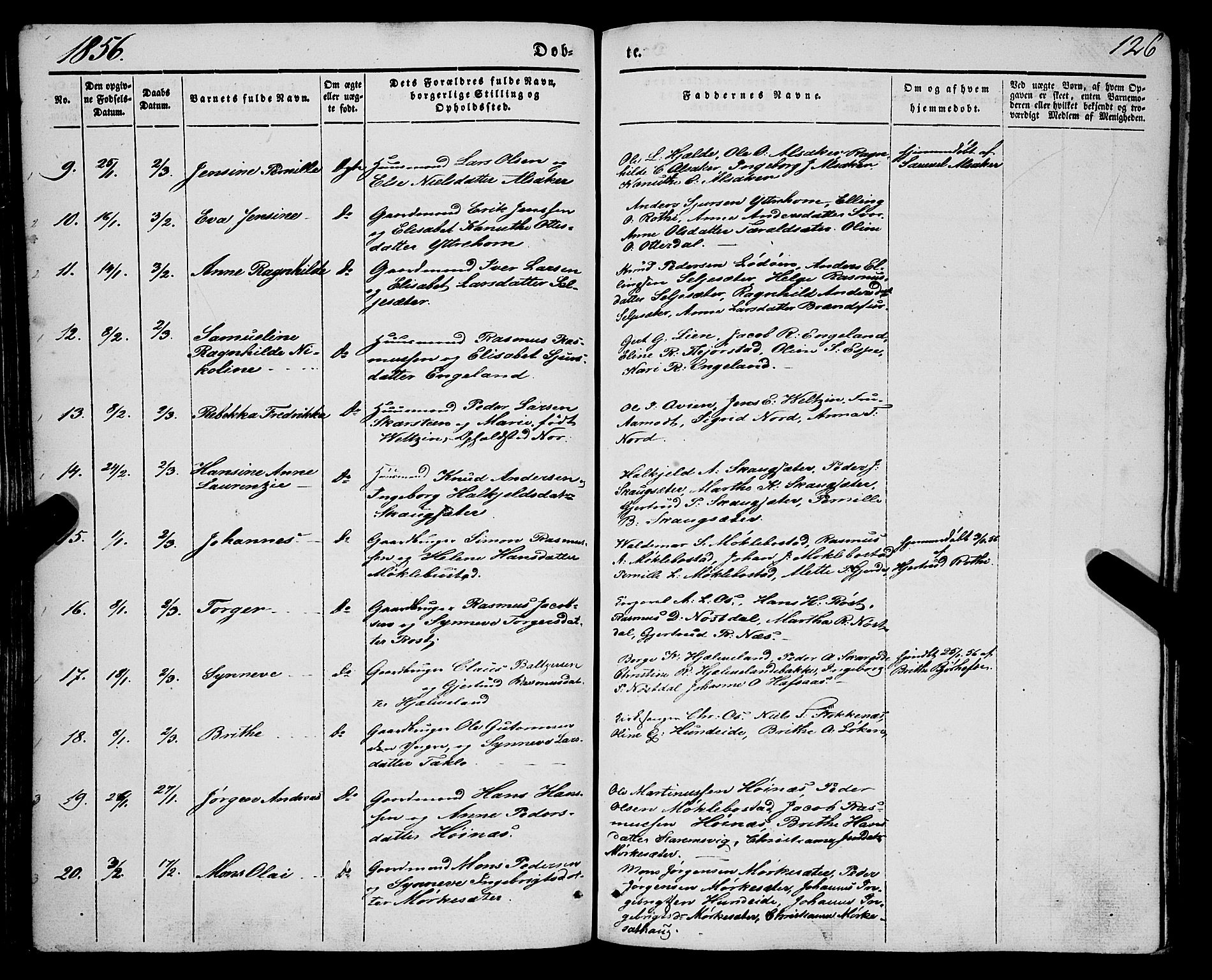 Eid sokneprestembete, AV/SAB-A-82301/H/Haa/Haaa/L0007: Parish register (official) no. A 7, 1844-1858, p. 126