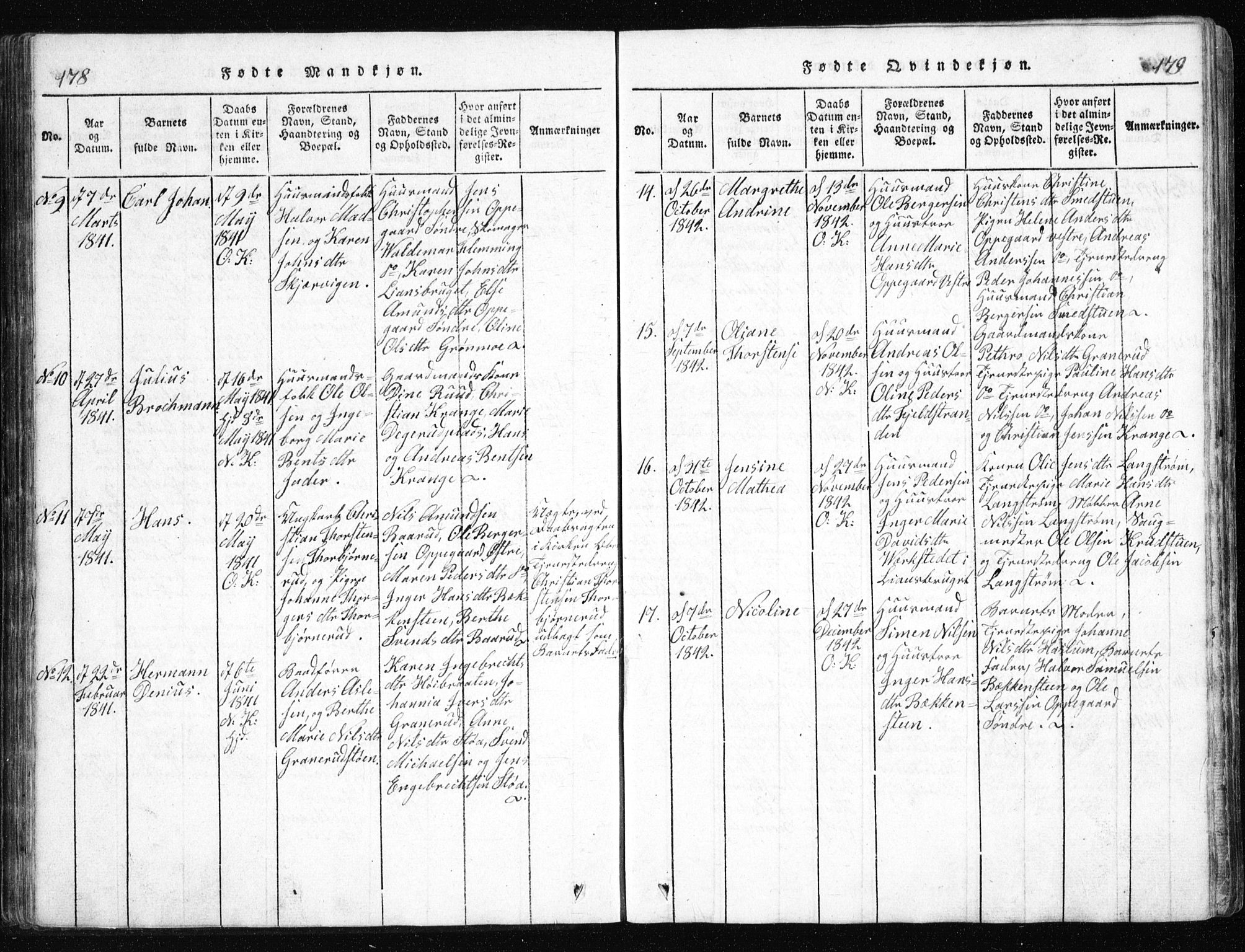 Nesodden prestekontor Kirkebøker, SAO/A-10013/G/Ga/L0001: Parish register (copy) no. I 1, 1814-1847, p. 178-179