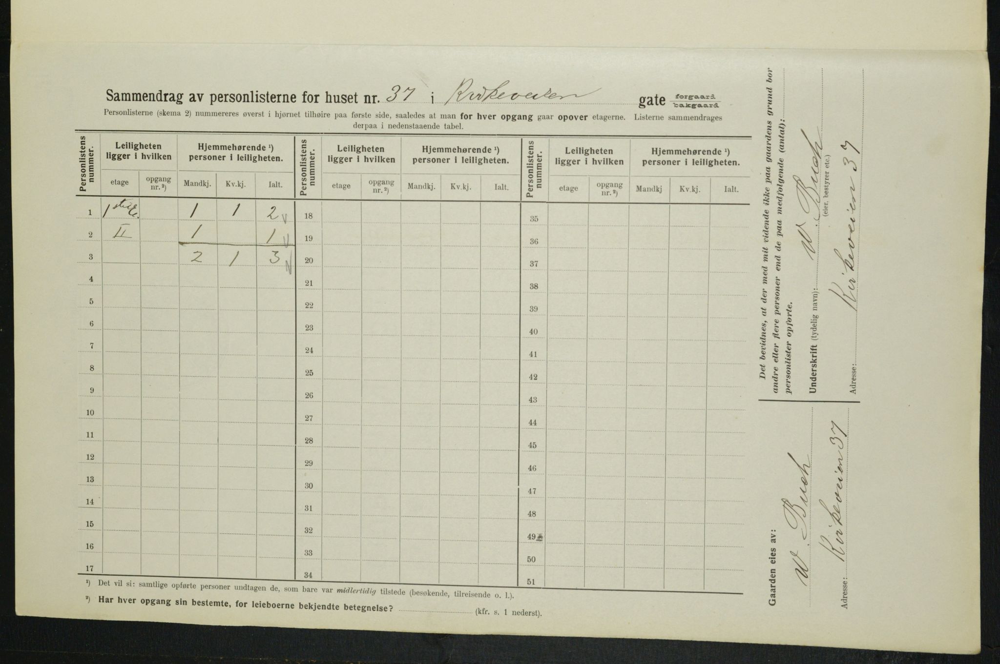 OBA, Municipal Census 1914 for Kristiania, 1914, p. 50917