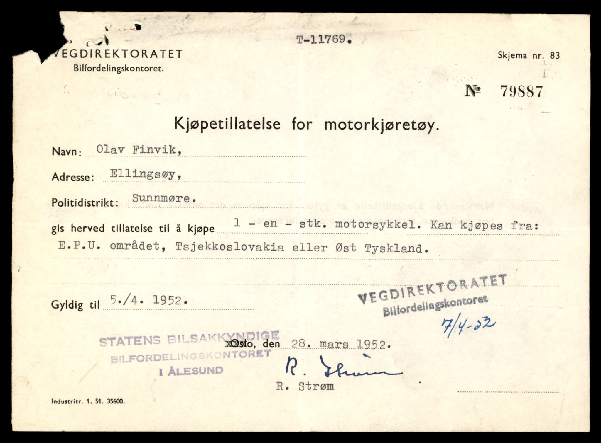 Møre og Romsdal vegkontor - Ålesund trafikkstasjon, SAT/A-4099/F/Fe/L0030: Registreringskort for kjøretøy T 11620 - T 11799, 1927-1998, p. 2045