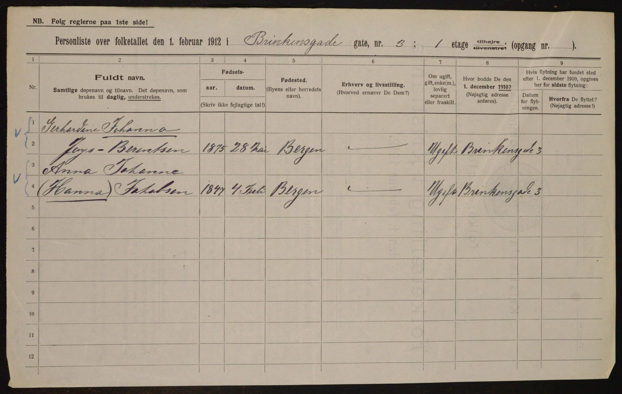 OBA, Municipal Census 1912 for Kristiania, 1912, p. 8630