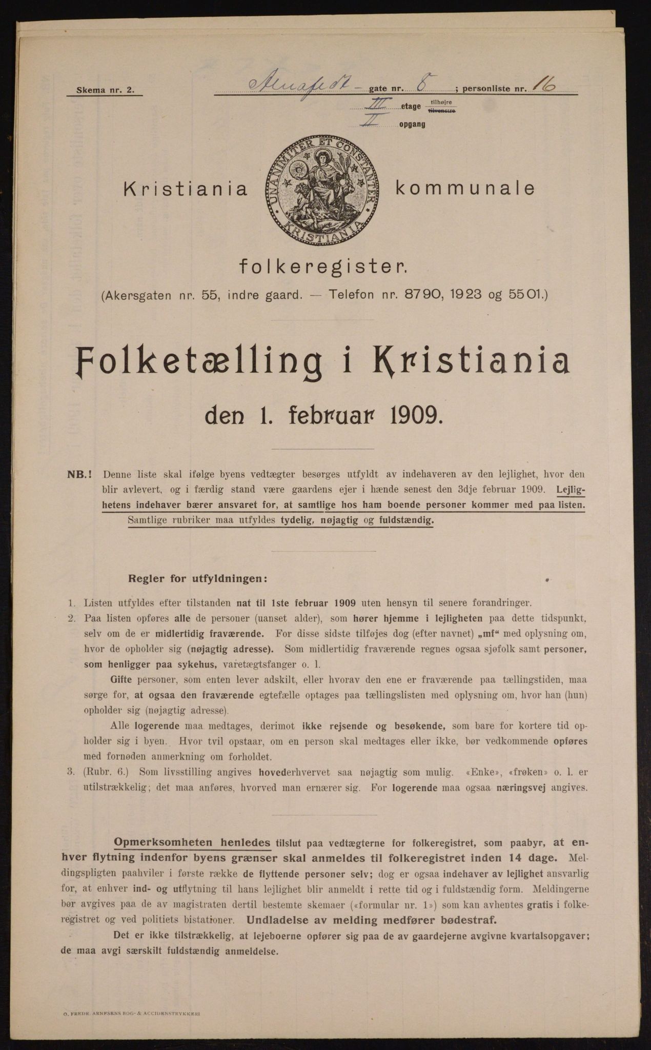 OBA, Municipal Census 1909 for Kristiania, 1909, p. 1148