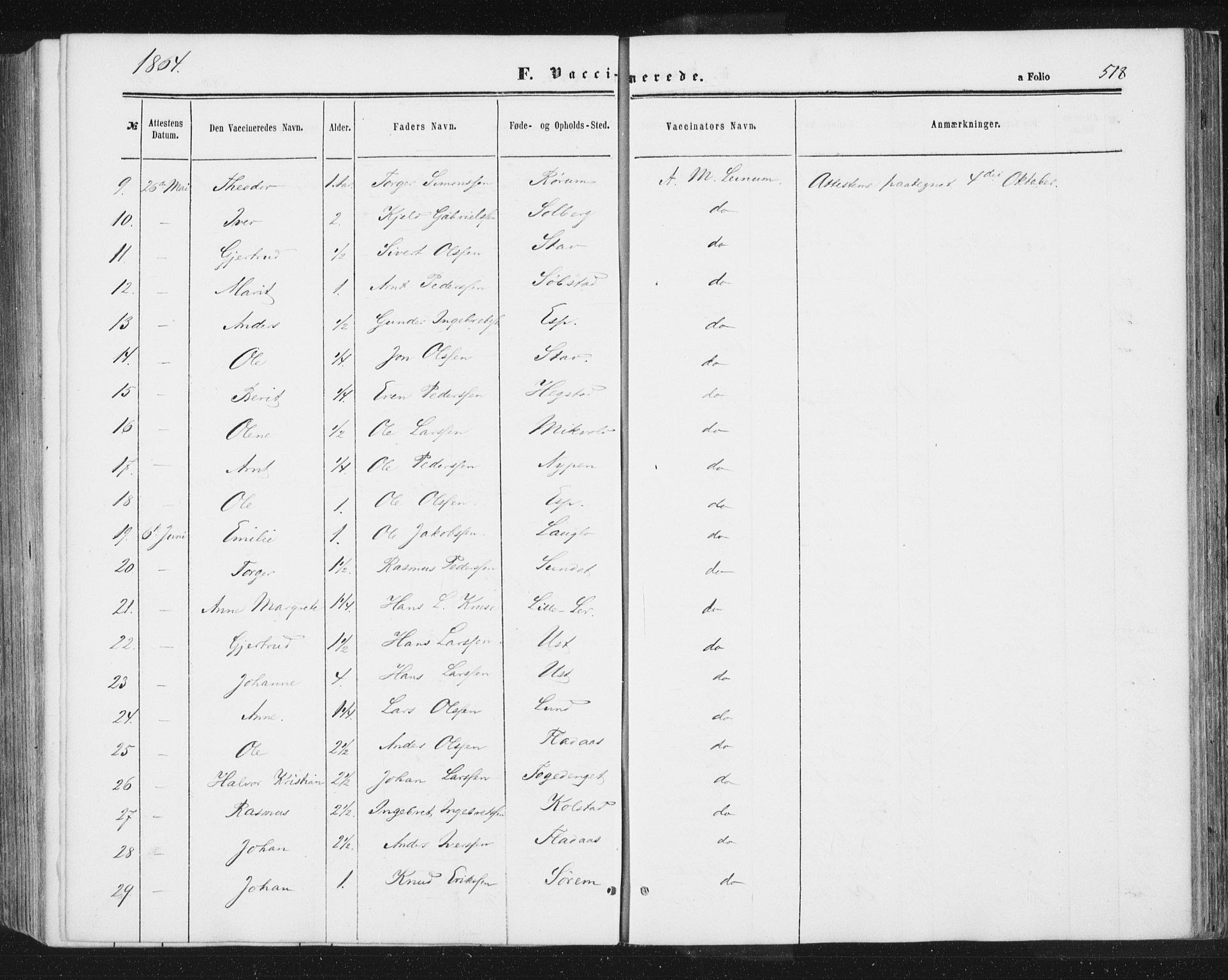 Ministerialprotokoller, klokkerbøker og fødselsregistre - Sør-Trøndelag, SAT/A-1456/691/L1077: Parish register (official) no. 691A09, 1862-1873, p. 518