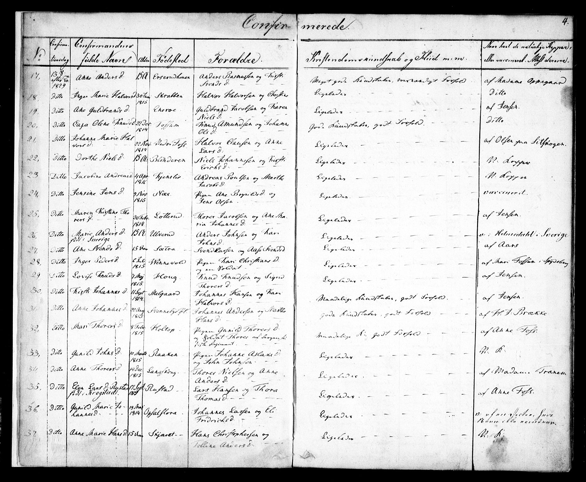 Enebakk prestekontor Kirkebøker, SAO/A-10171c/F/Fa/L0010: Parish register (official) no. I 10, 1829-1876, p. 4