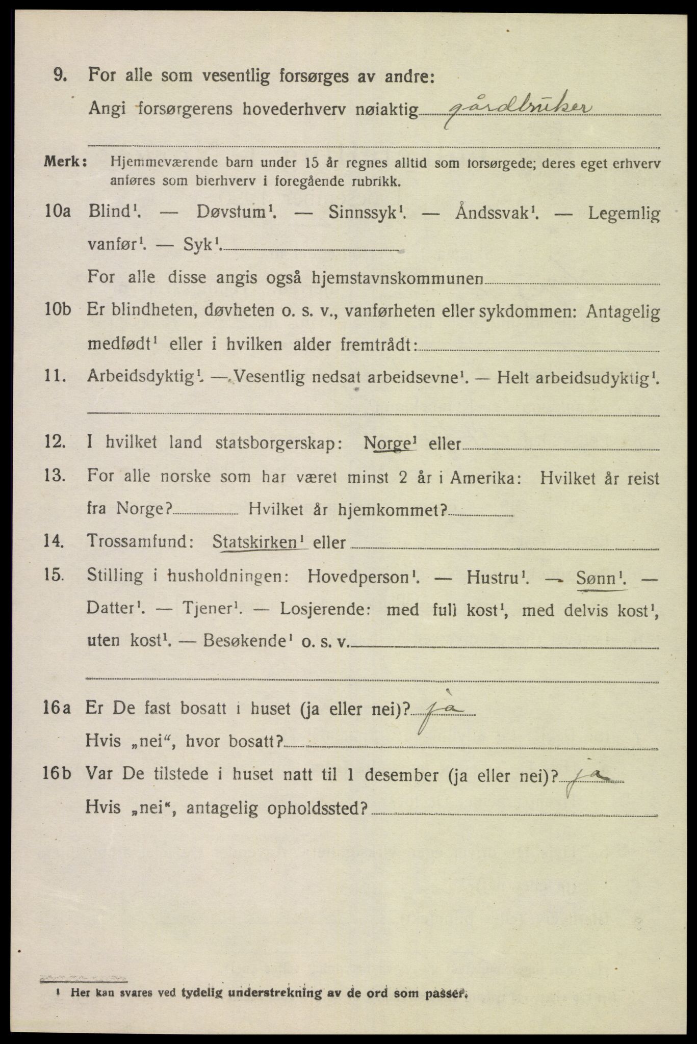 SAK, 1920 census for Lyngdal, 1920, p. 1712