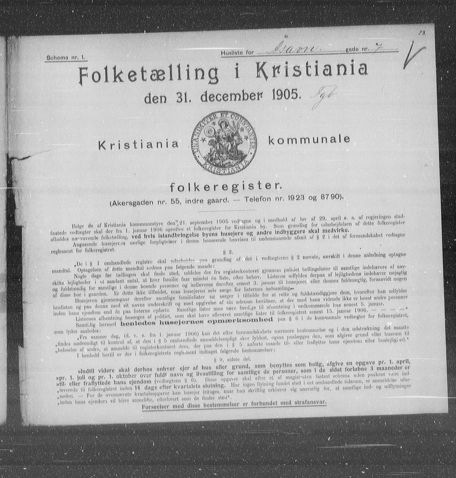 OBA, Municipal Census 1905 for Kristiania, 1905, p. 68826