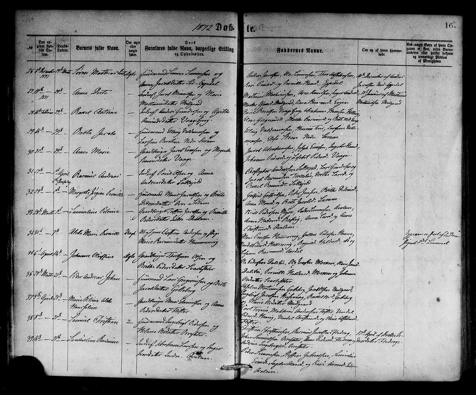 Selje sokneprestembete, AV/SAB-A-99938/H/Ha/Haa/Haaa: Parish register (official) no. A 12, 1870-1880, p. 16