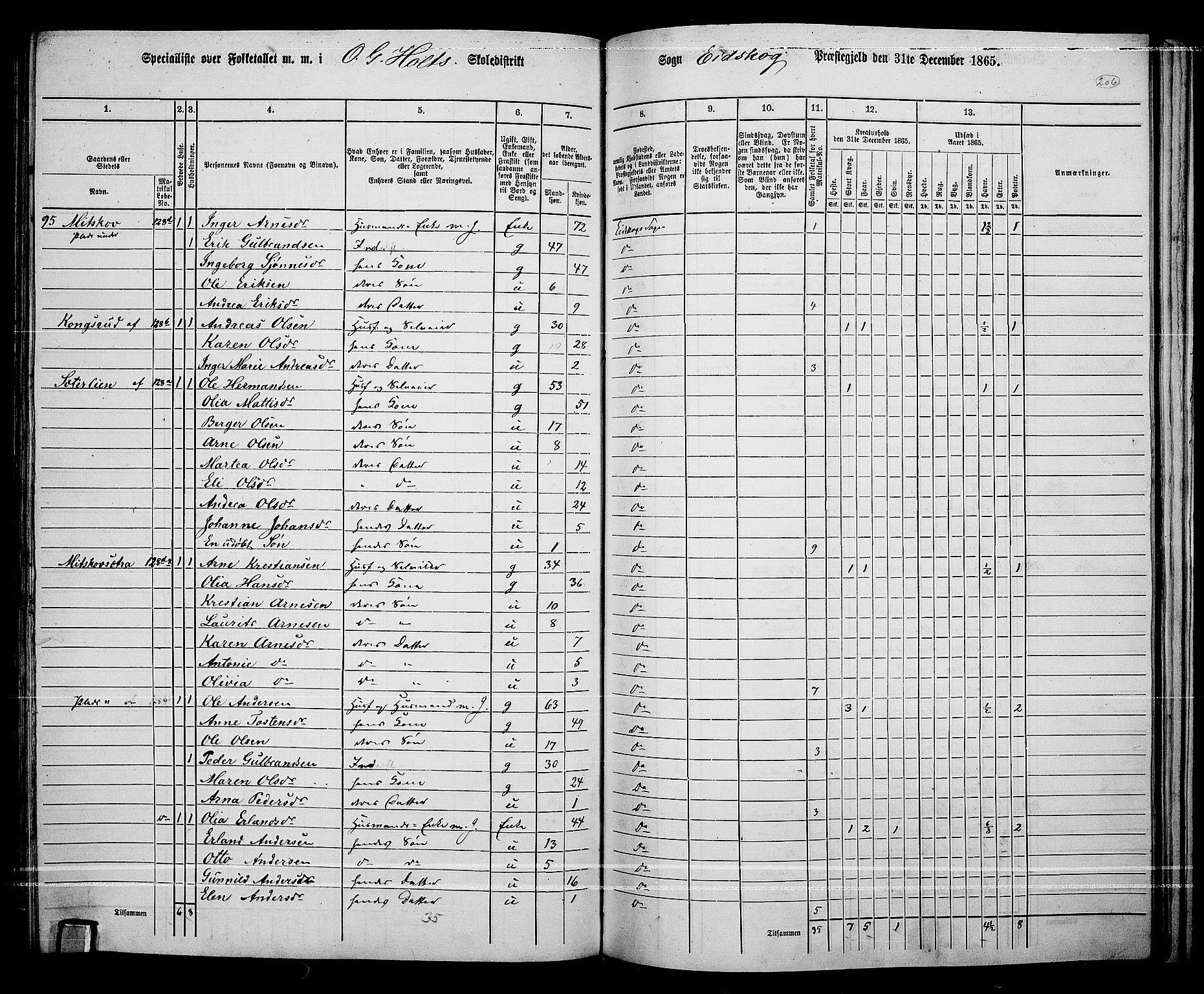 RA, 1865 census for Eidskog, 1865, p. 184