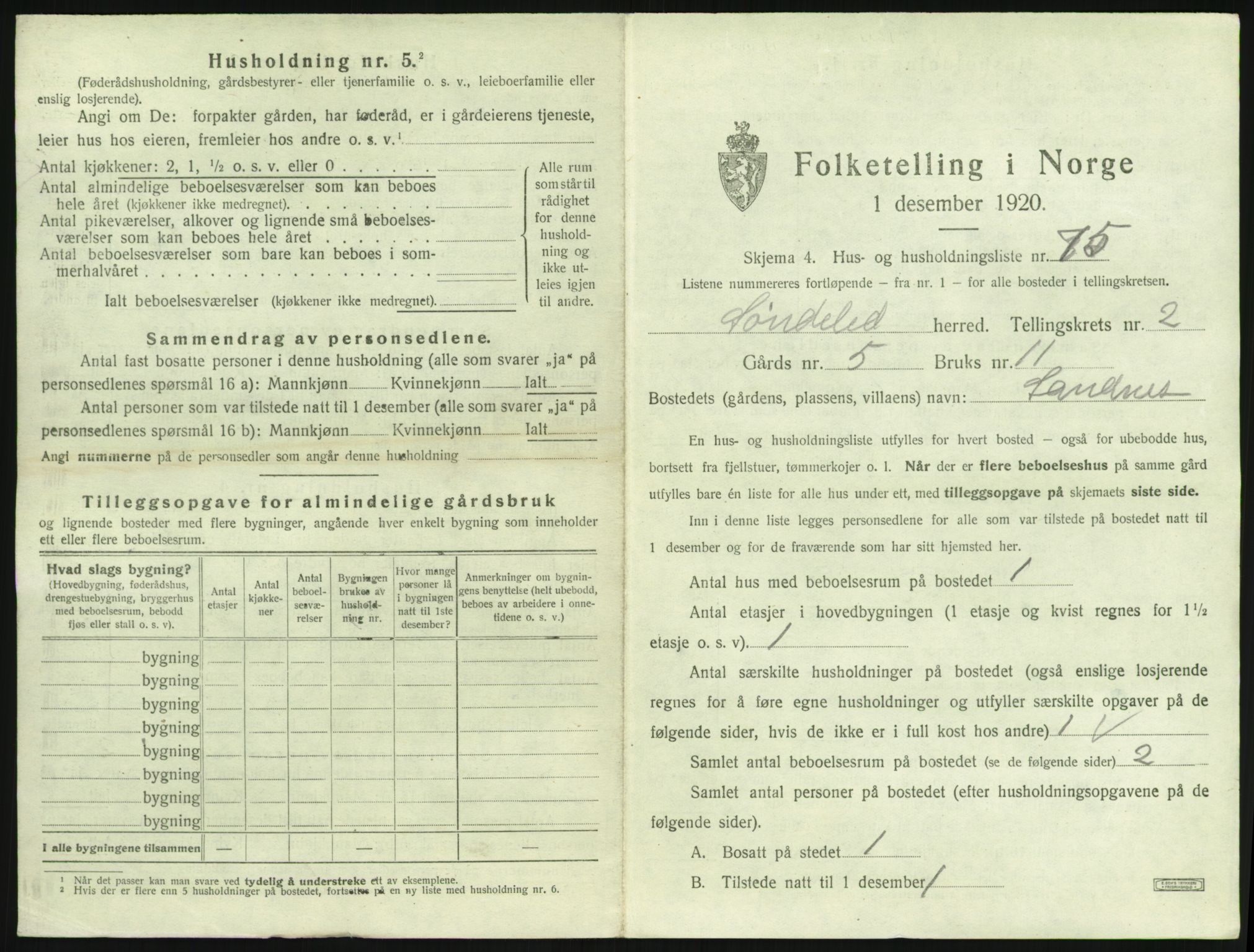 SAK, 1920 census for Søndeled, 1920, p. 299