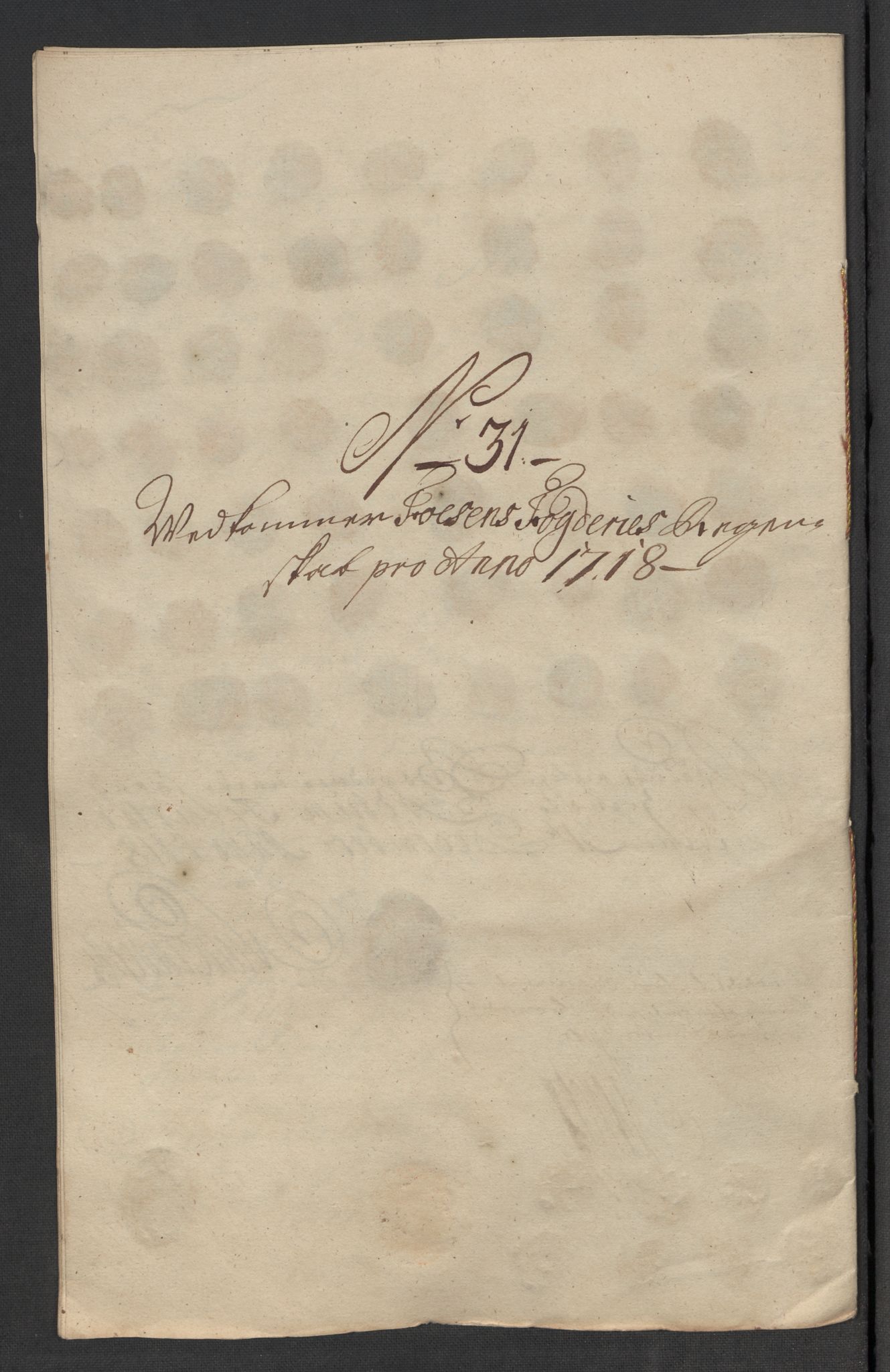 Rentekammeret inntil 1814, Reviderte regnskaper, Fogderegnskap, RA/EA-4092/R57/L3866: Fogderegnskap Fosen, 1718, p. 200