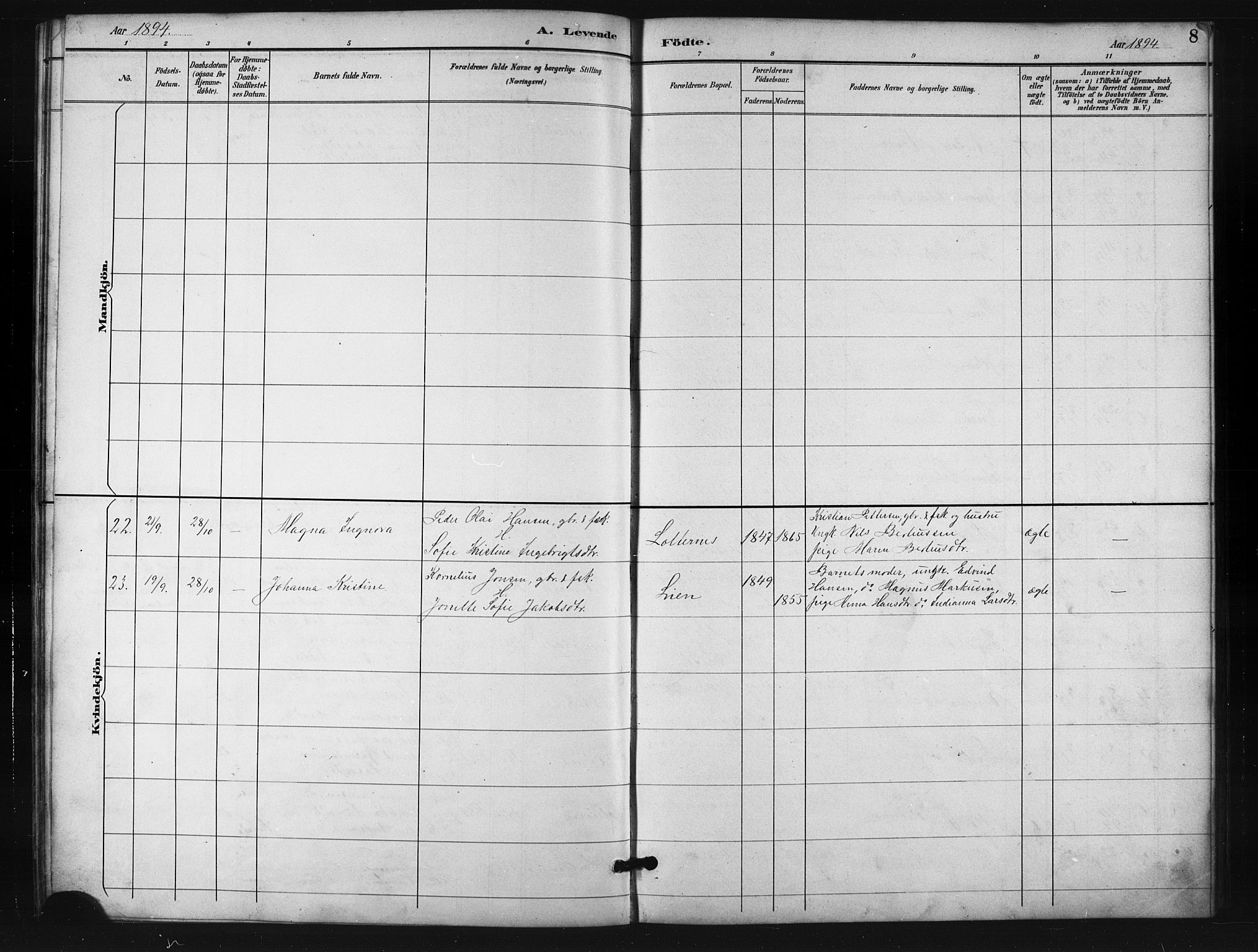 Salangen sokneprestembete, SATØ/S-1324/H/Ha/L0001klokker: Parish register (copy) no. 1, 1893-1910, p. 8
