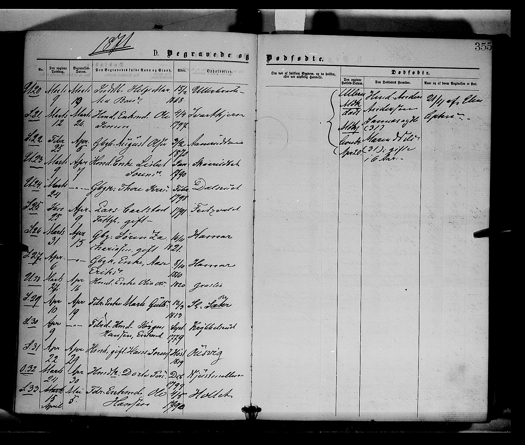 Sør-Odal prestekontor, SAH/PREST-030/H/Ha/Haa/L0004: Parish register (official) no. 4, 1870-1875, p. 355