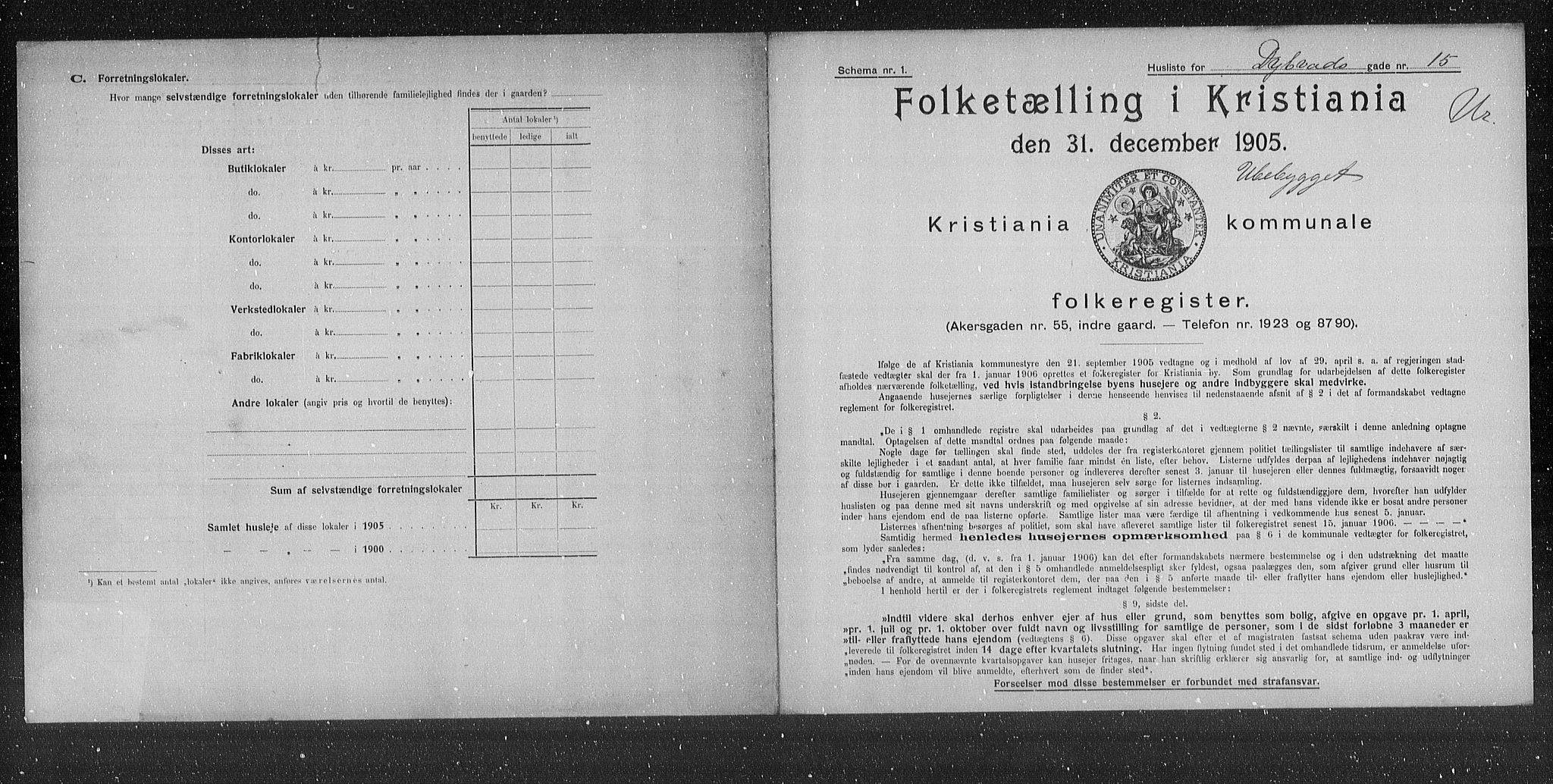 OBA, Municipal Census 1905 for Kristiania, 1905, p. 9165