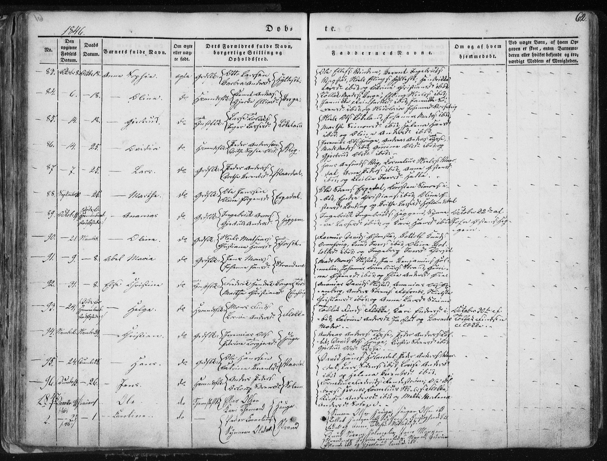 Fjaler sokneprestembete, SAB/A-79801/H/Haa/Haaa/L0006: Parish register (official) no. A 6, 1835-1884, p. 62