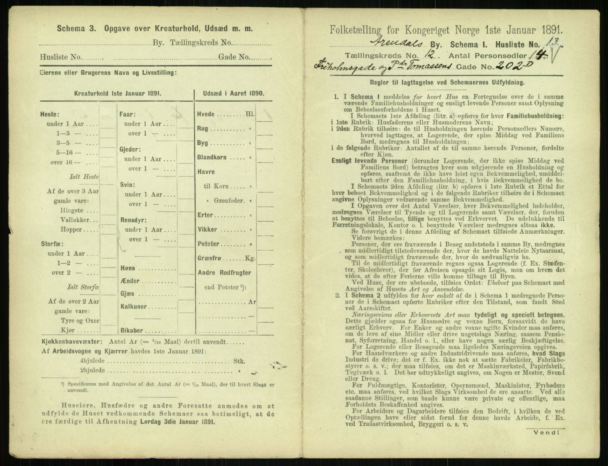 RA, 1891 census for 0903 Arendal, 1891, p. 662