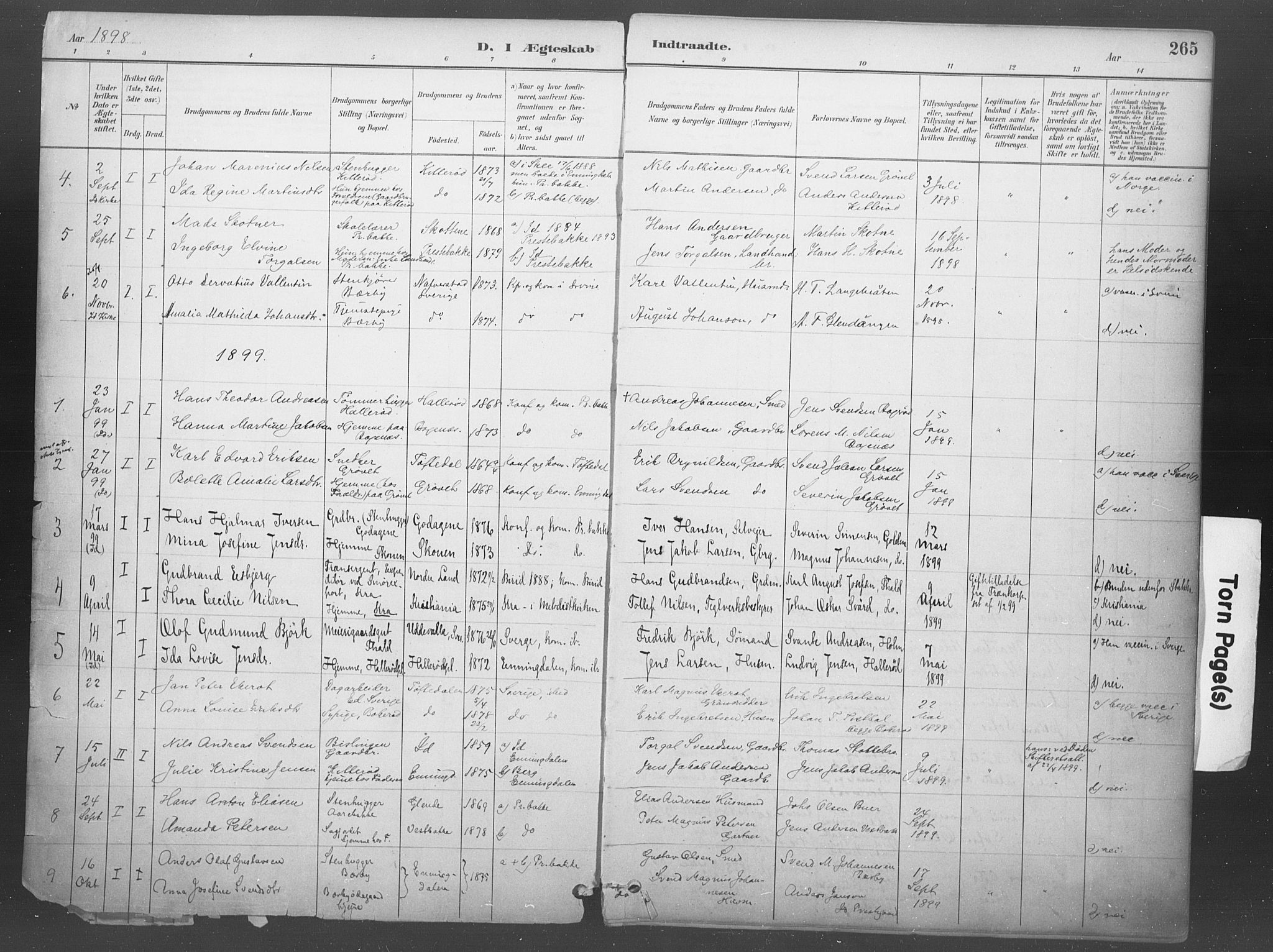 Idd prestekontor Kirkebøker, SAO/A-10911/F/Fb/L0002: Parish register (official) no. II 2, 1882-1923, p. 265