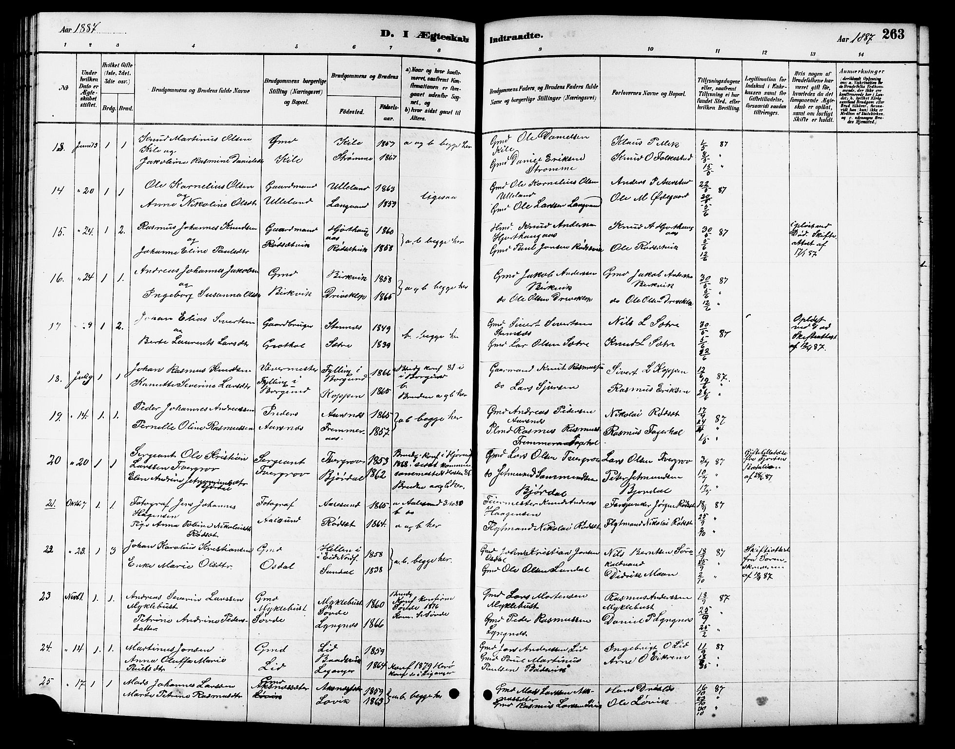 Ministerialprotokoller, klokkerbøker og fødselsregistre - Møre og Romsdal, AV/SAT-A-1454/511/L0158: Parish register (copy) no. 511C04, 1884-1903, p. 263