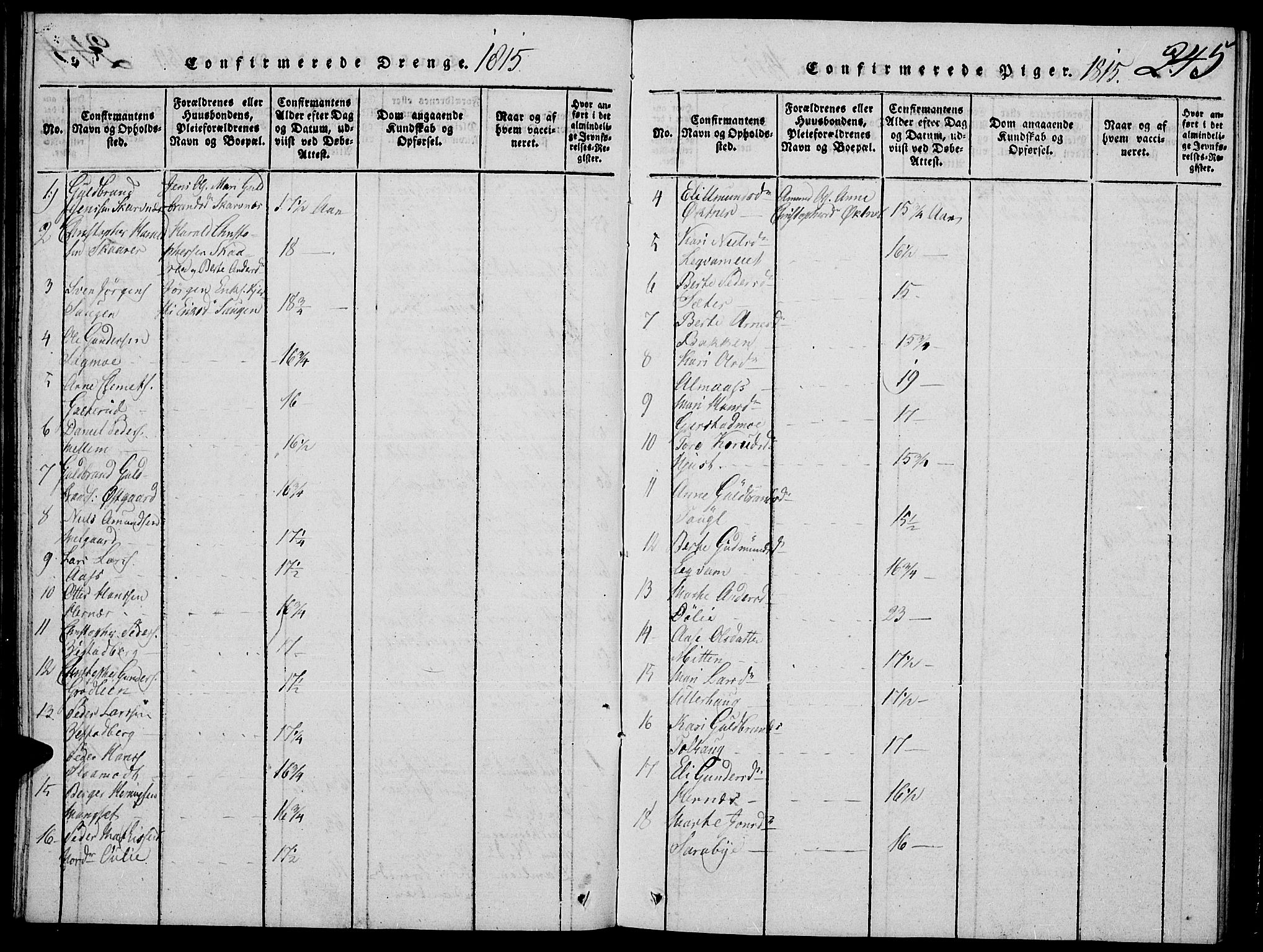 Strøm-Odalen prestekontor, AV/SAH-PREST-028/H/Ha/Hab/L0001: Parish register (copy) no. 1, 1813-1825, p. 245