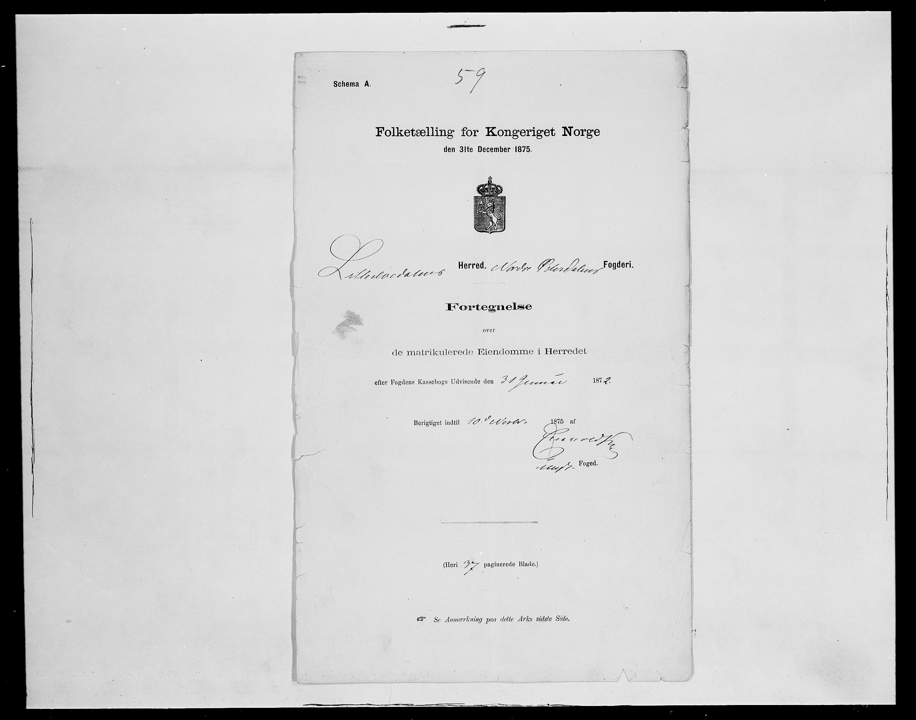 SAH, 1875 census for 0438P Lille Elvedalen, 1875, p. 45