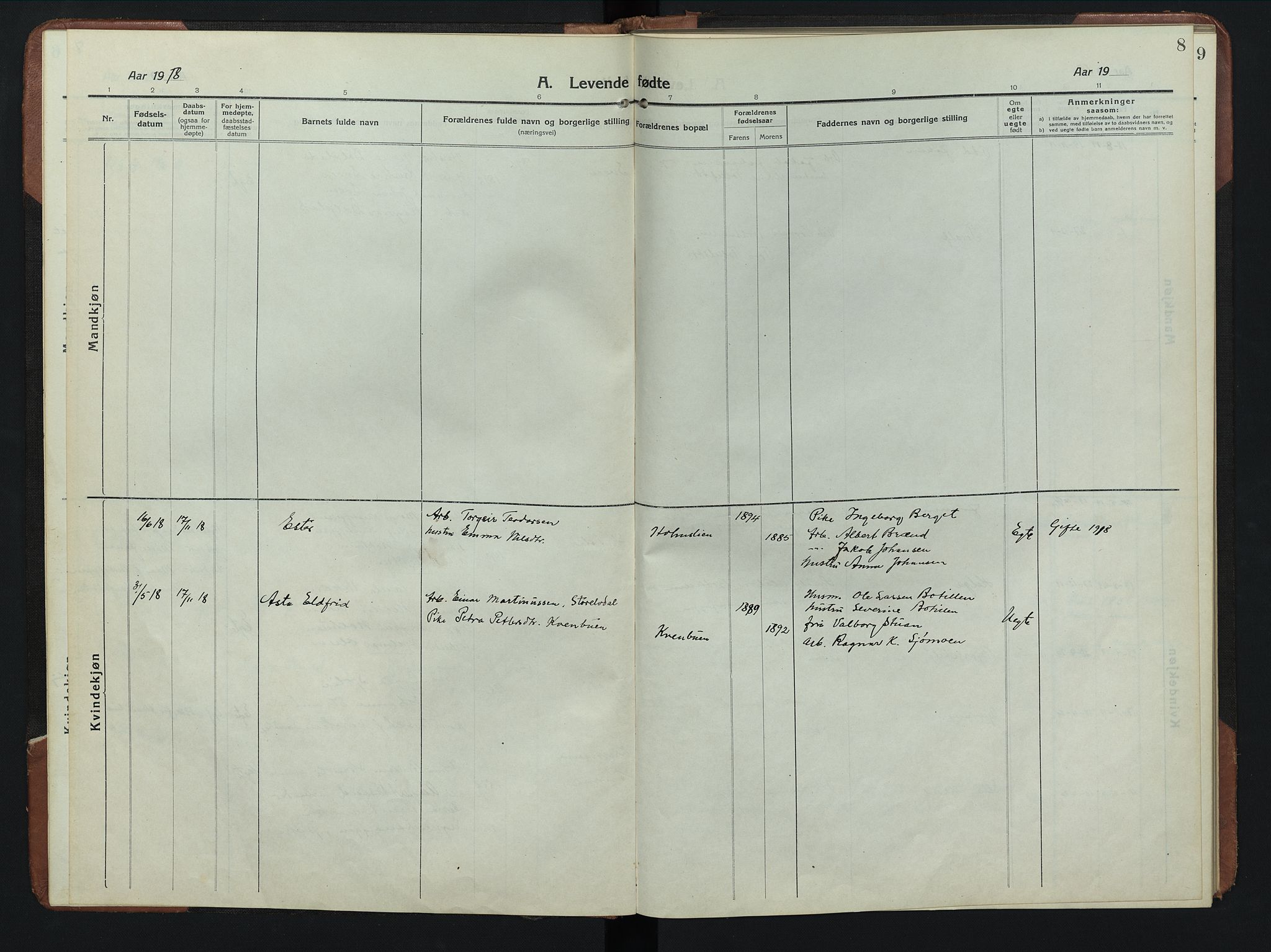 Rendalen prestekontor, SAH/PREST-054/H/Ha/Hab/L0008: Parish register (copy) no. 8, 1914-1948, p. 8