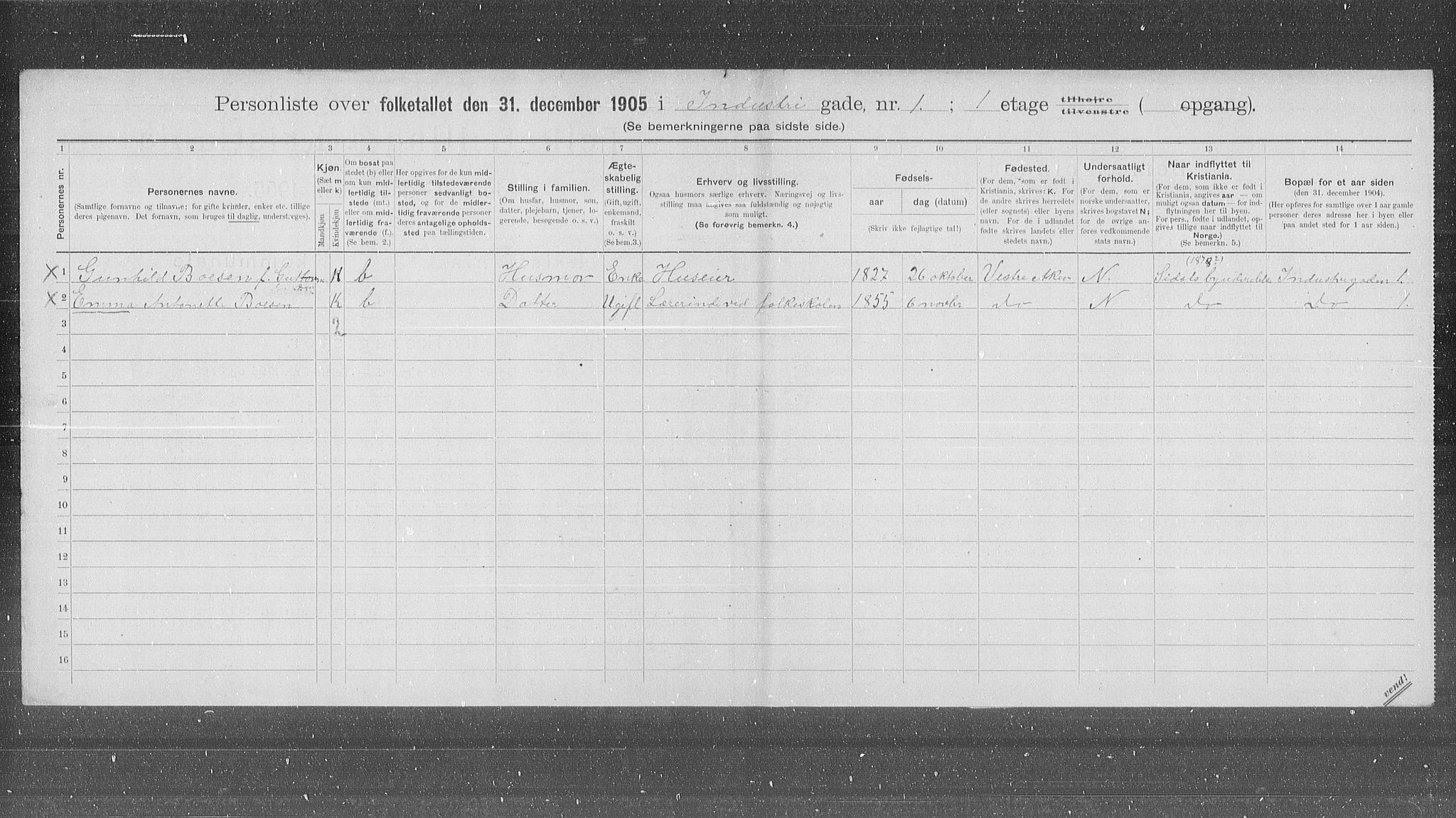 OBA, Municipal Census 1905 for Kristiania, 1905, p. 22745