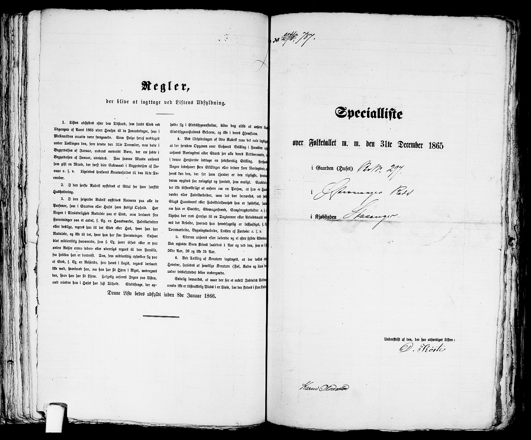 RA, 1865 census for Stavanger, 1865, p. 1607