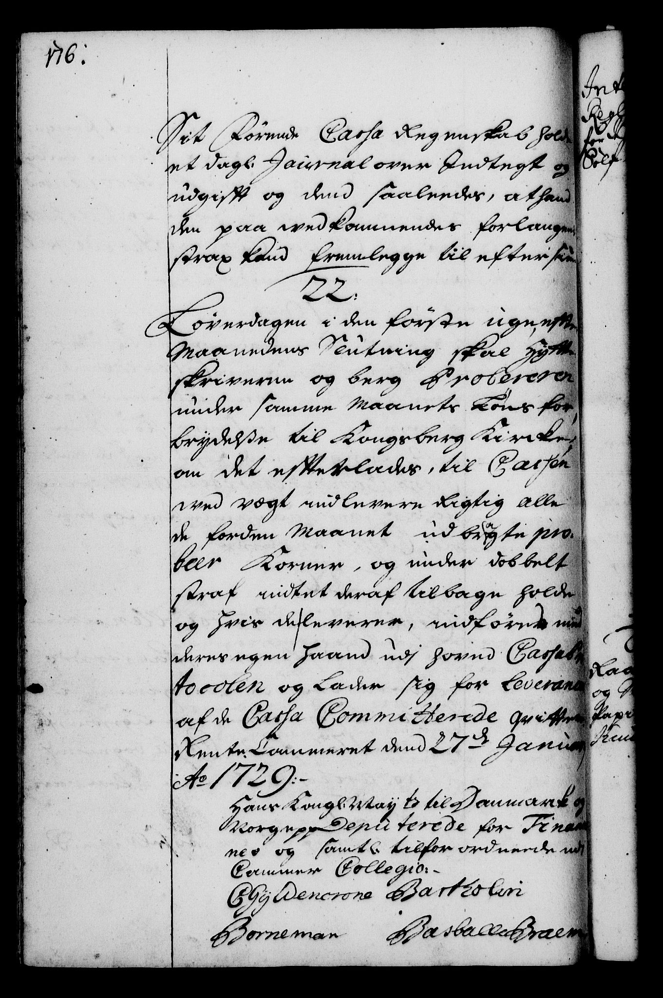 Rentekammeret, Kammerkanselliet, RA/EA-3111/G/Gg/Gga/L0003: Norsk ekspedisjonsprotokoll med register (merket RK 53.3), 1727-1734, p. 176