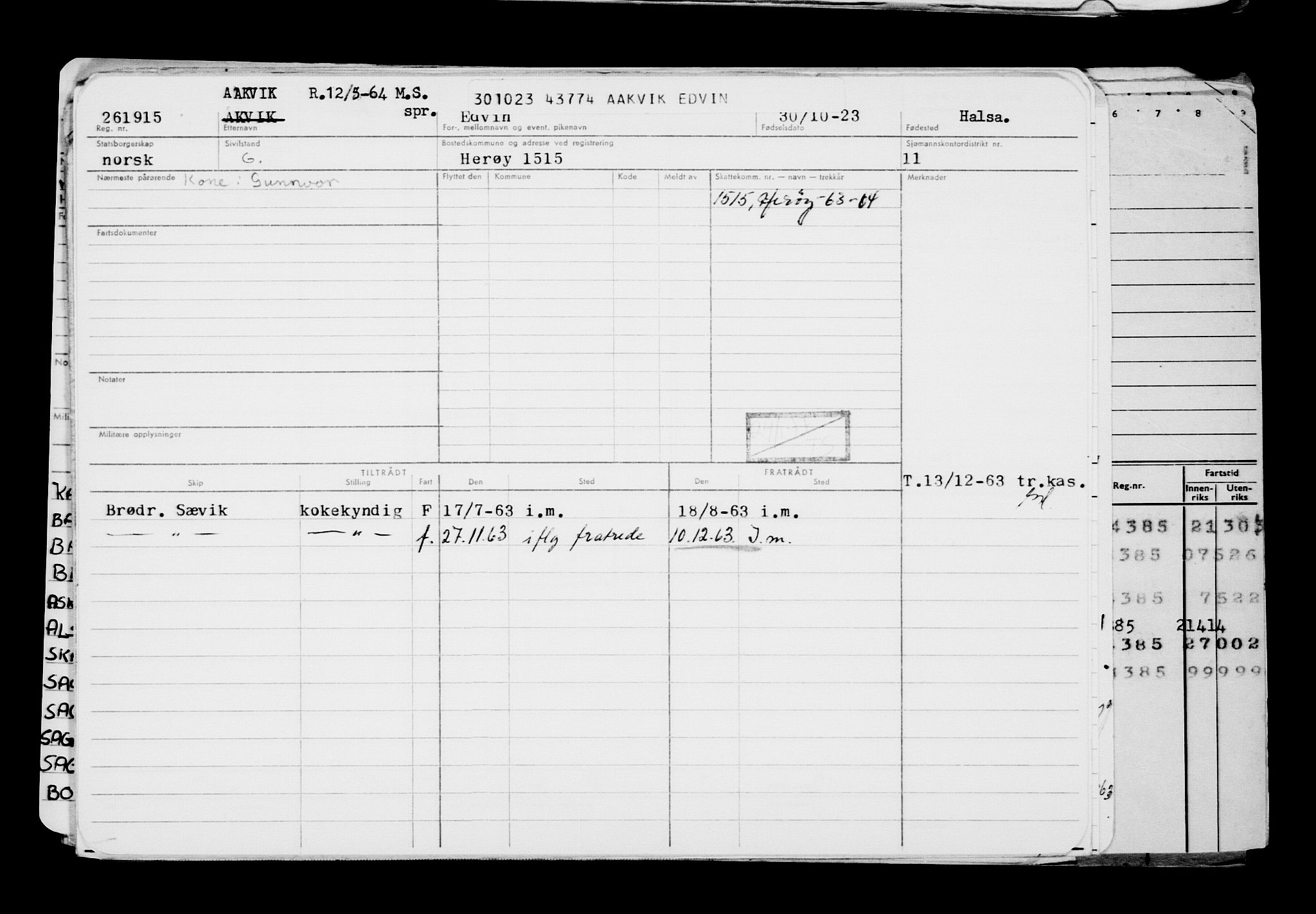 Direktoratet for sjømenn, AV/RA-S-3545/G/Gb/L0224: Hovedkort, 1923, p. 417