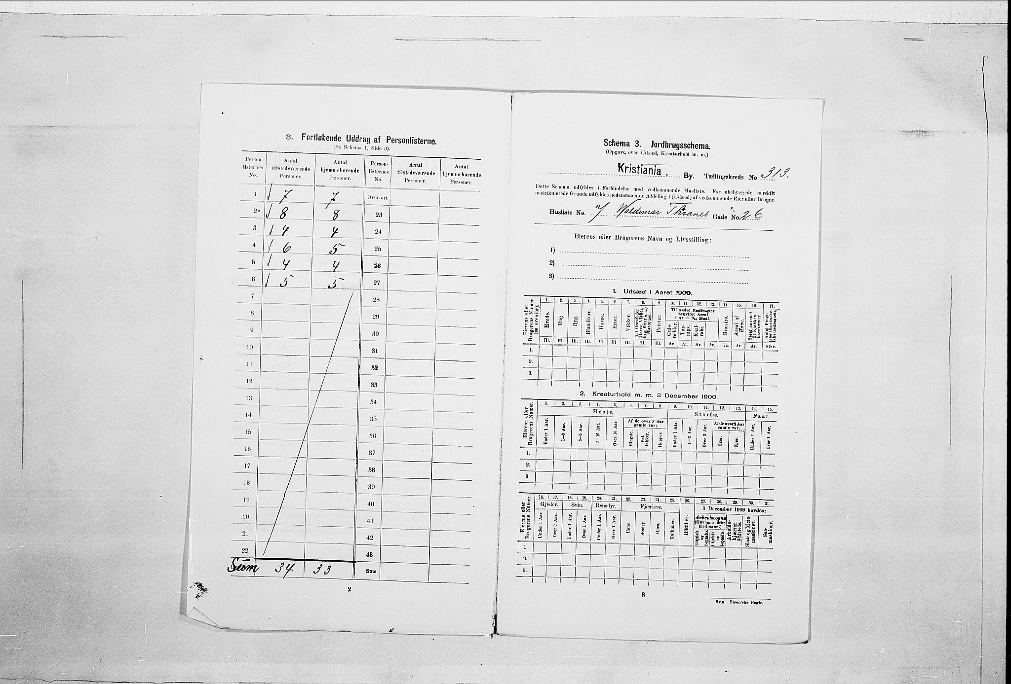 SAO, 1900 census for Kristiania, 1900, p. 110436