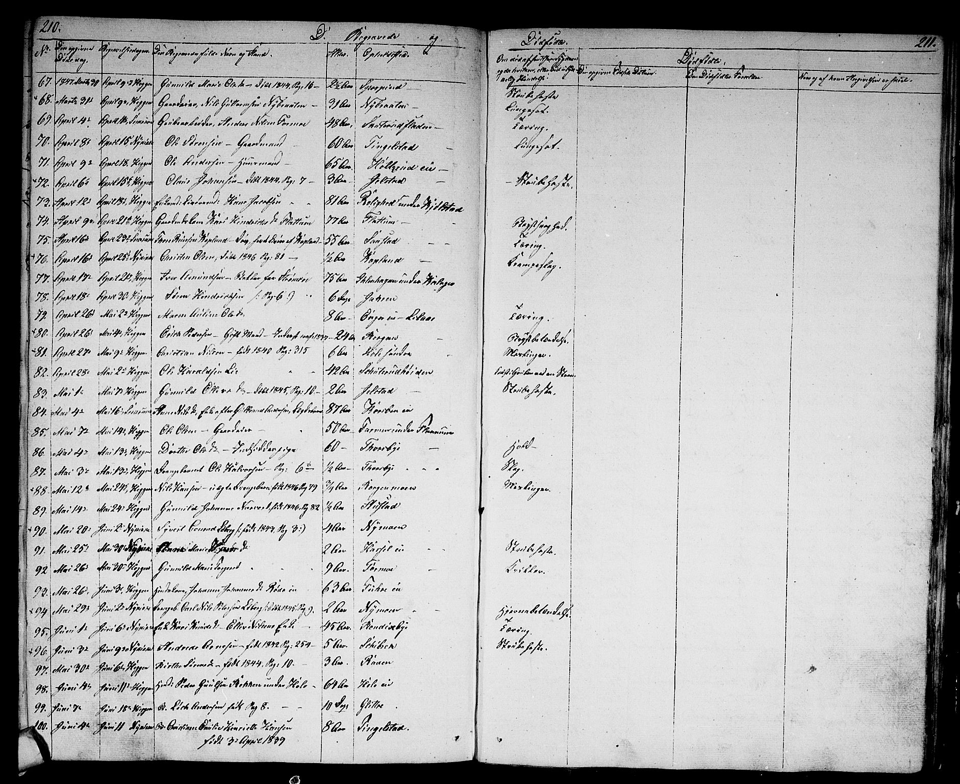 Modum kirkebøker, AV/SAKO-A-234/G/Ga/L0005: Parish register (copy) no. I 5, 1847-1853, p. 210-211