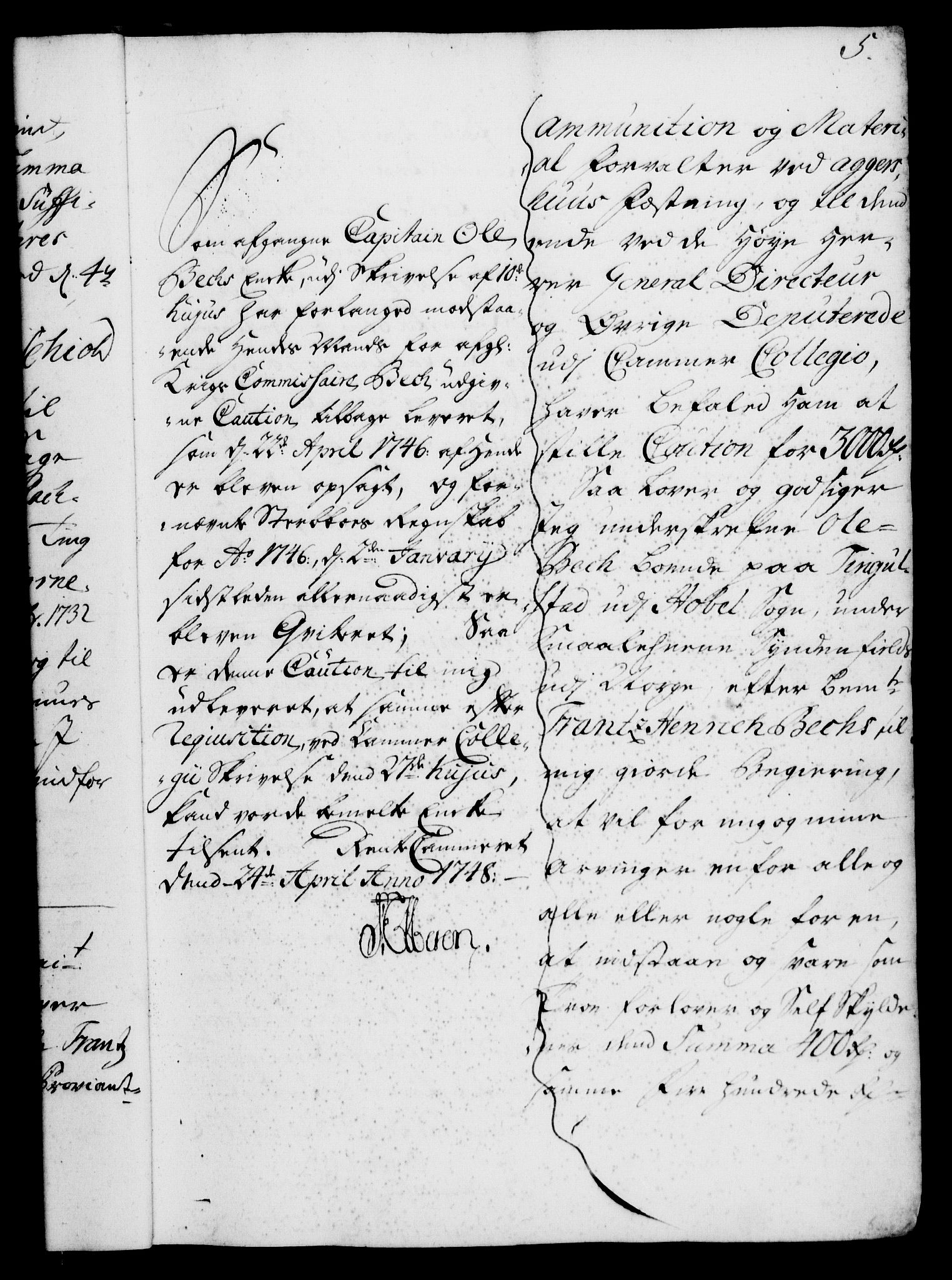 Rentekammeret, Kammerkanselliet, RA/EA-3111/G/Gh/Ghd/L0003: Kausjonsprotokoll med register (merket RK 53.41), 1732-1744, p. 5