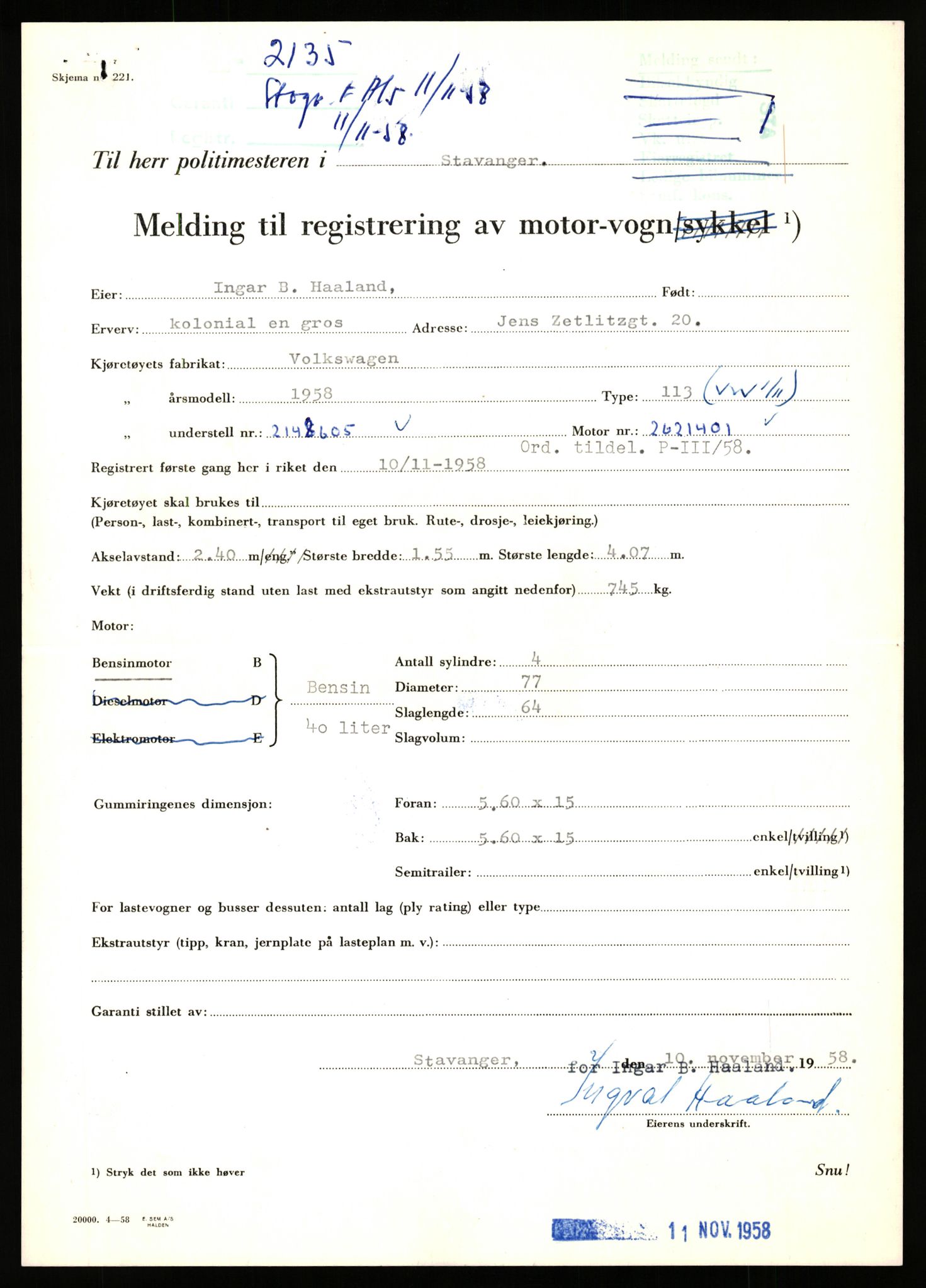 Stavanger trafikkstasjon, AV/SAST-A-101942/0/F/L0006: L-1700 - L-2149, 1930-1971, p. 1997