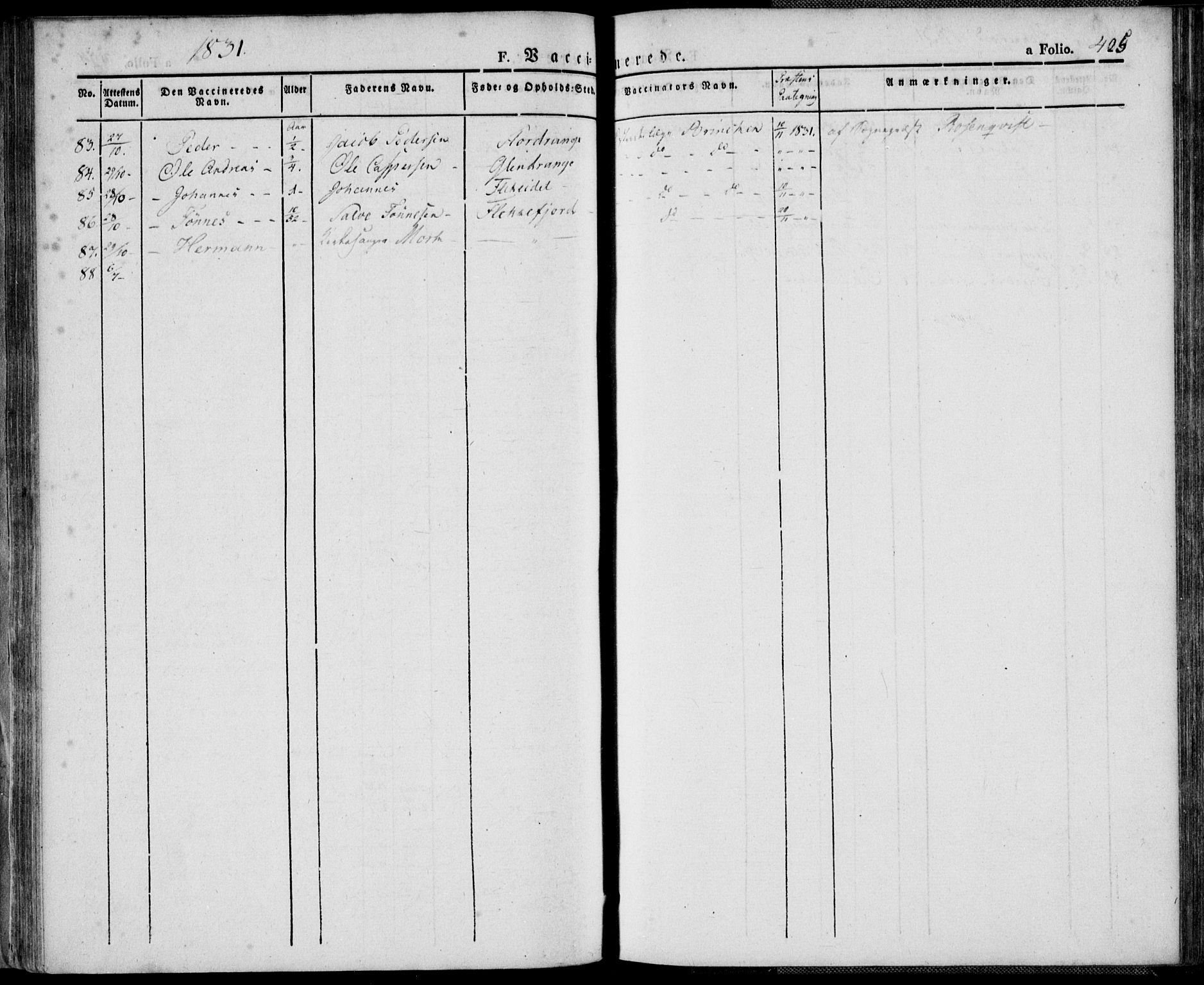 Flekkefjord sokneprestkontor, AV/SAK-1111-0012/F/Fa/Fac/L0003: Parish register (official) no. A 3, 1826-1841, p. 425