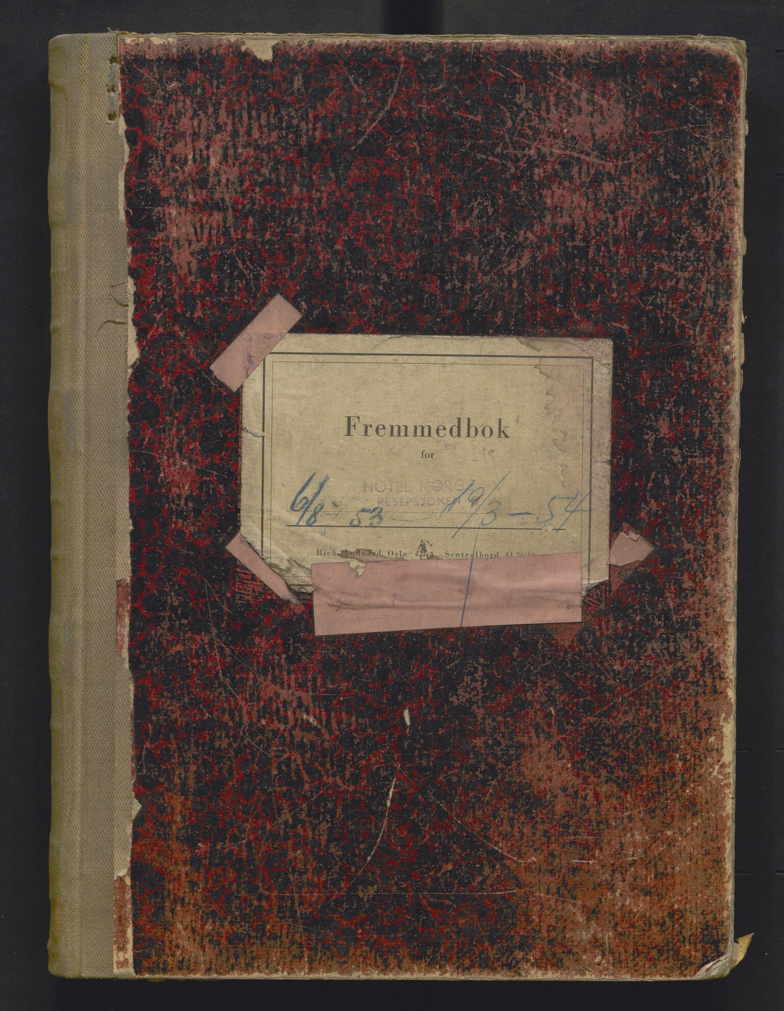 Bergen politikammer / politidistrikt, AV/SAB-A-60401/J.f/L0002: Fremmedbok for Hotell Norge, 1953-1954