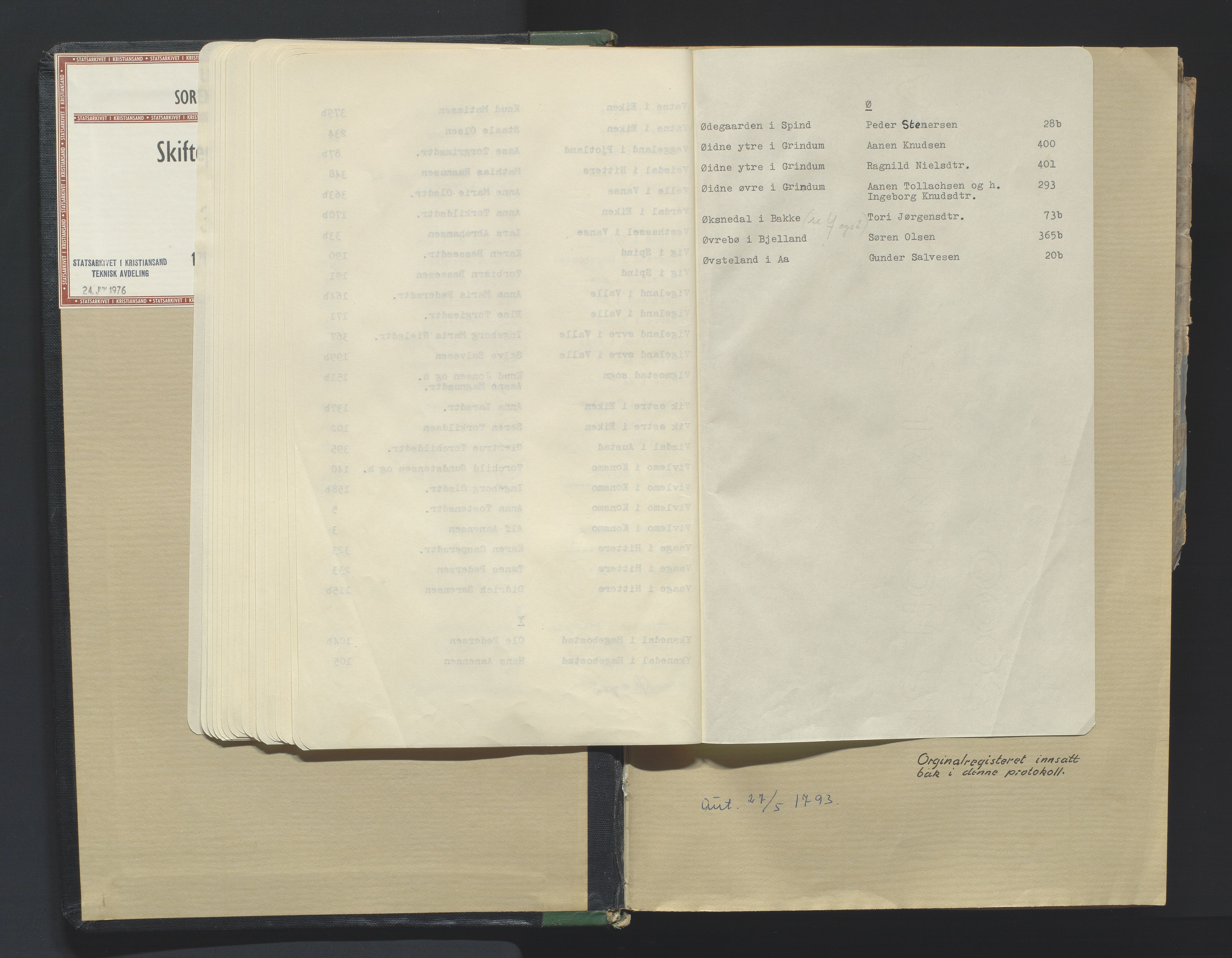 Lister sorenskriveri, AV/SAK-1221-0003/H/Hc/L0044: Skifteprotokoll nr 36a med register, 1786-1792