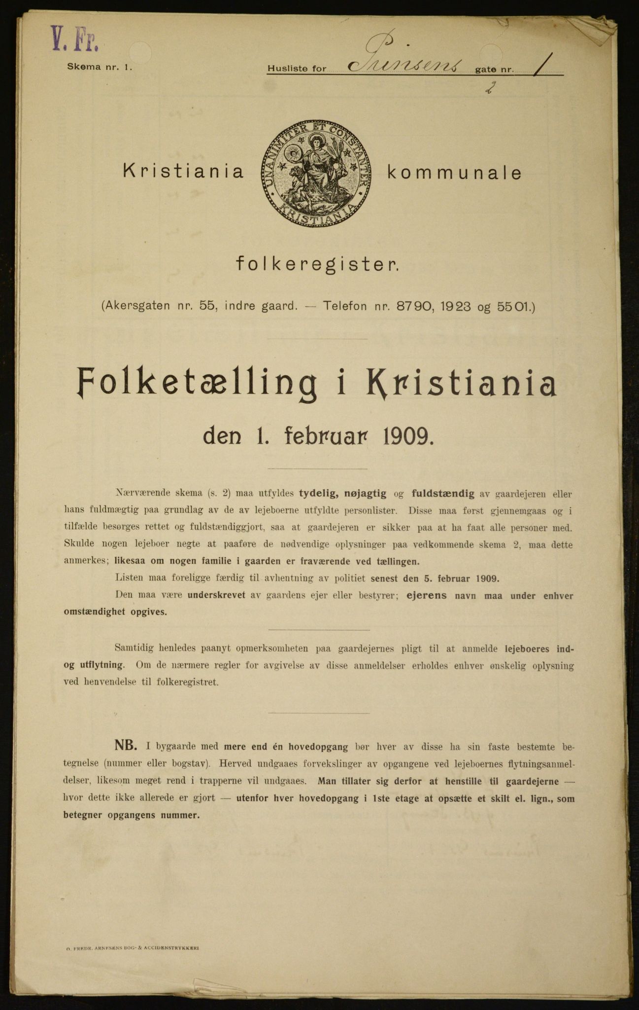 OBA, Municipal Census 1909 for Kristiania, 1909, p. 73490